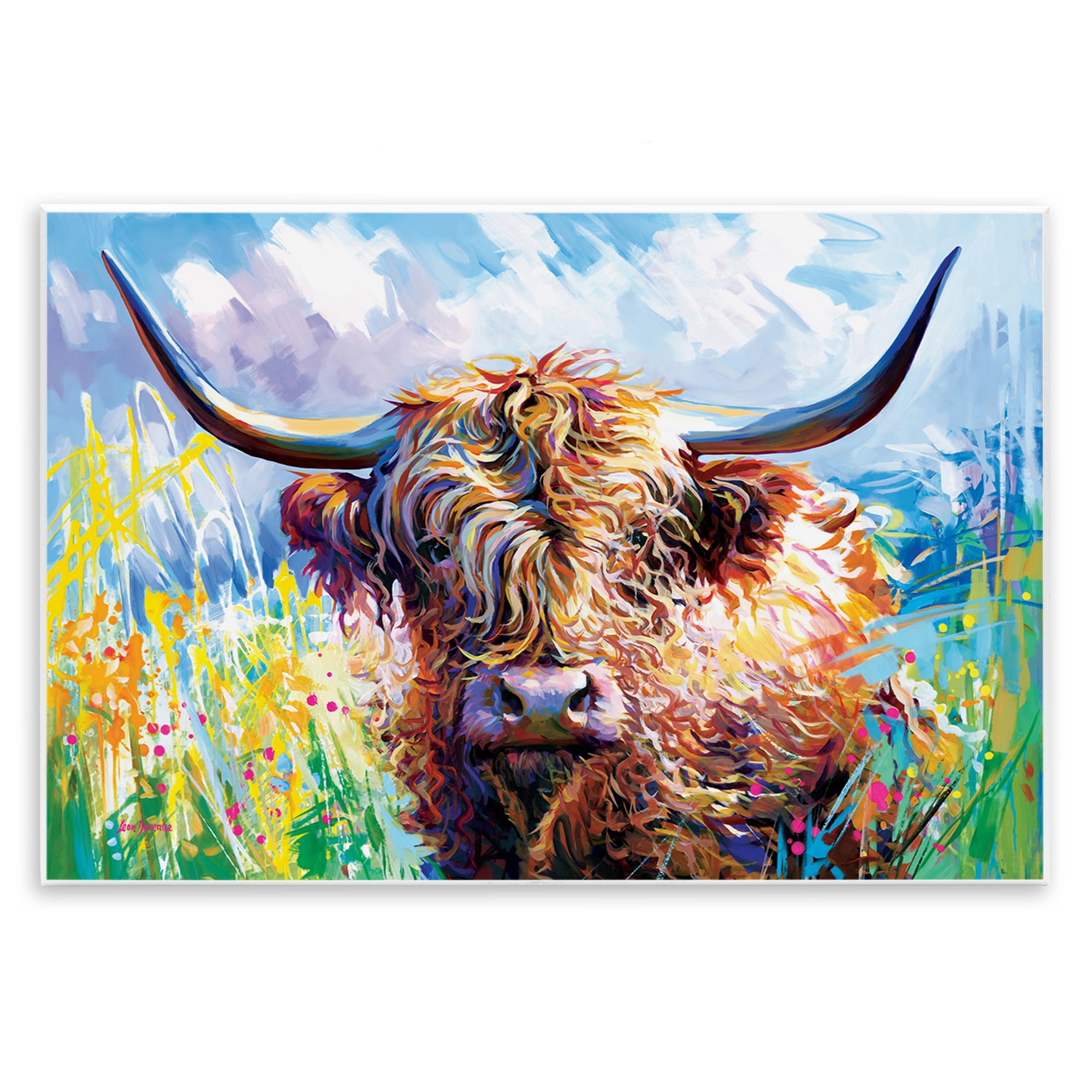 Stupell Industries Long Haired Highland Cattle Animals & Insects Painting Unframed Art Print Wall Art, 15 x 10