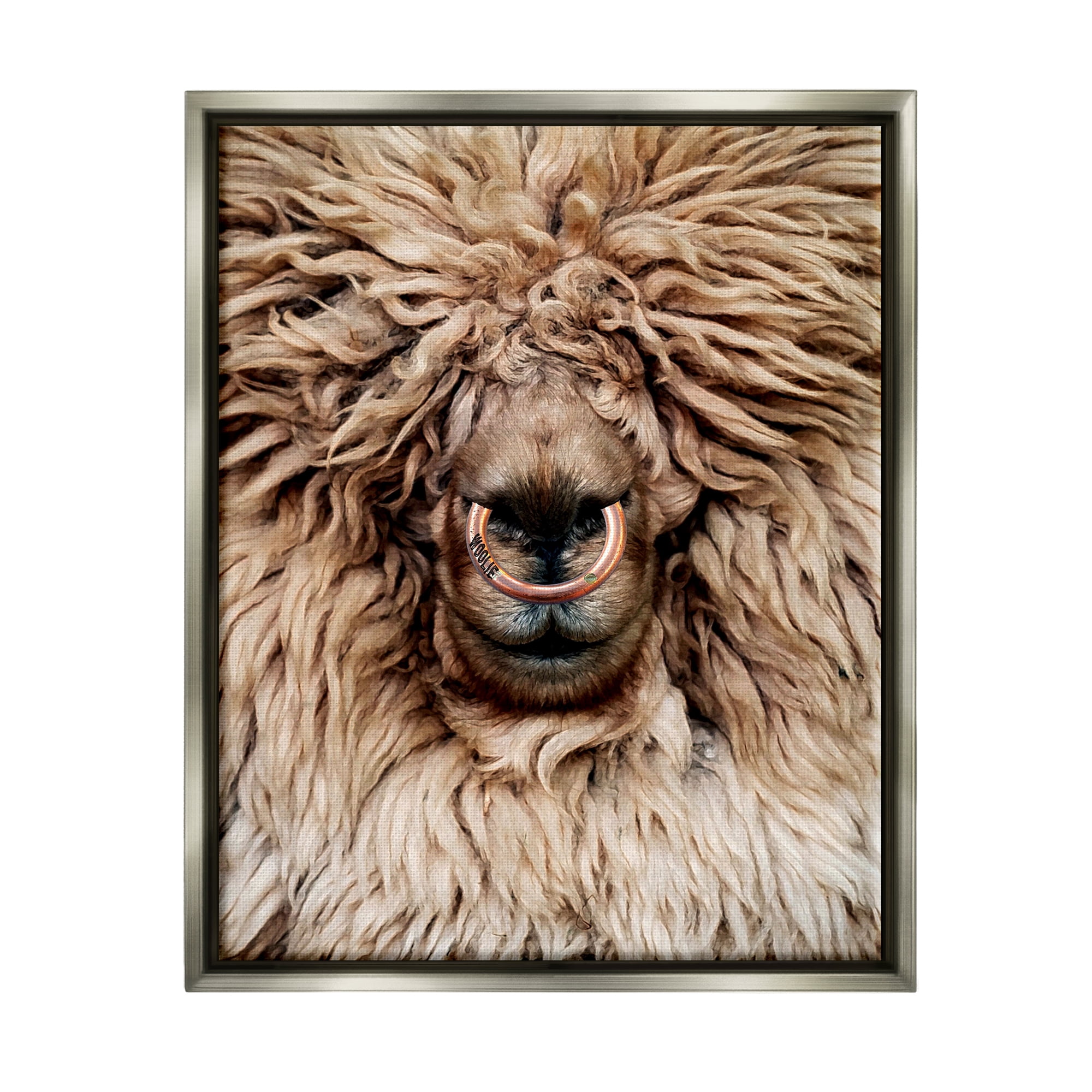 Stupell Industries Long Haired Sheep Portrait Animals & Insects Painting Gray Floater Framed Art Print Wall Art, 17 x 21