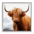 thumbnail image 1 of Stupell Industries Long Horn Highland Cow Portrait Animals Painting Gray Framed Art Print Wall Art, 17 x 17, 1 of 8