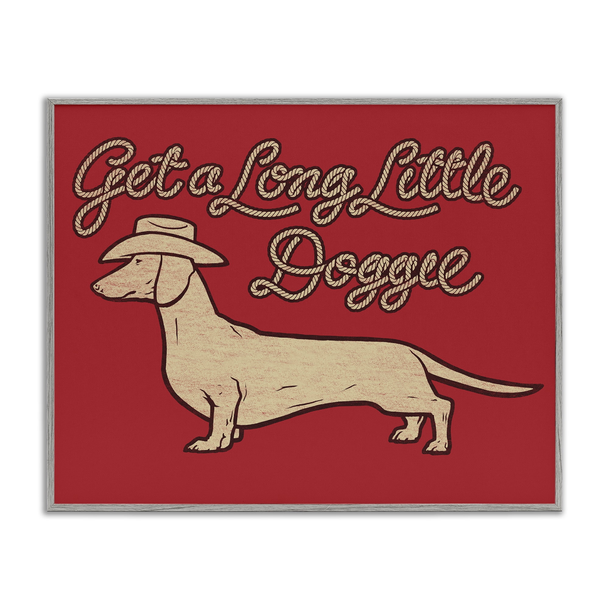 Stupell Industries Long Little Doggie Novelty & Humor Painting Gray Framed Art Print Wall Art, 30 x 24