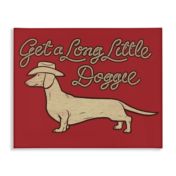 Stupell Industries Long Little Doggie Novelty & Humor Painting Wrapped Canvas Art Print Wall Art, 20 x 16