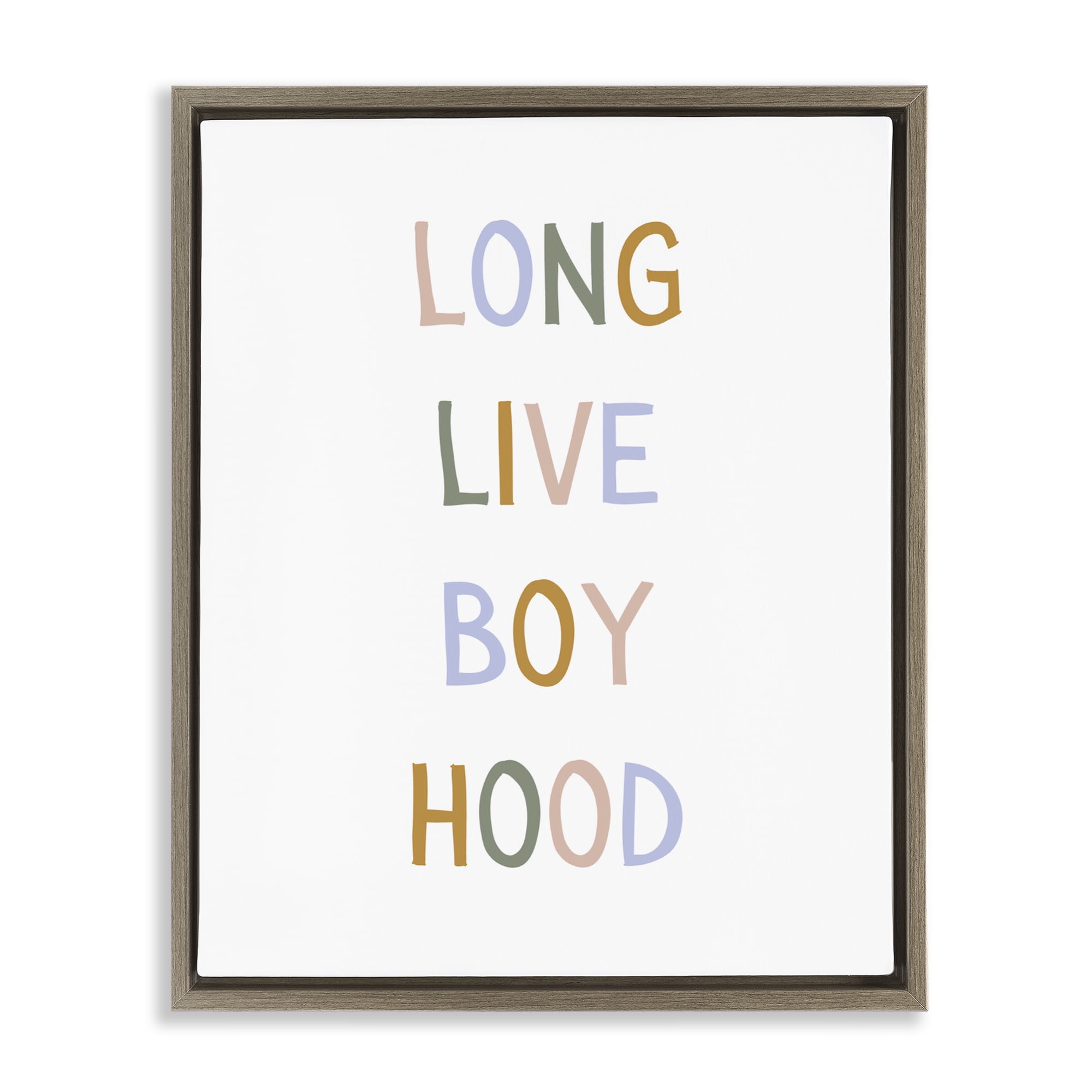 Stupell Industries Long Live Boy Hood Brown Framed Floater Canvas Wall Art, design by Katie Griggs