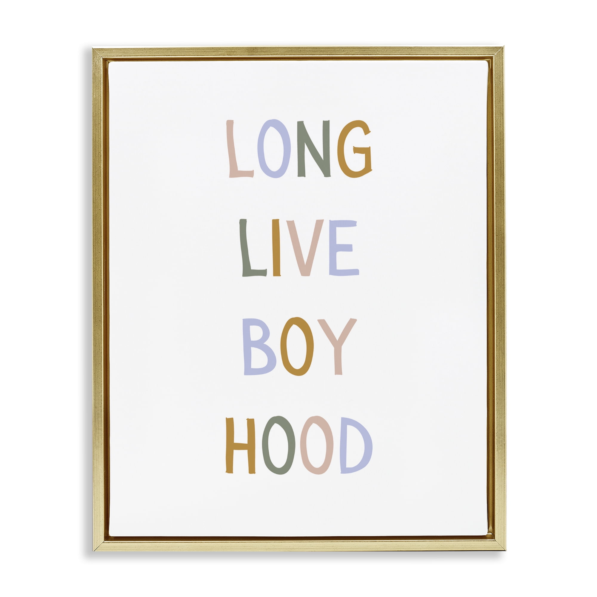 Stupell Industries Long Live Boy Hood Gold Framed Floater Canvas Wall Art, design by Katie Griggs