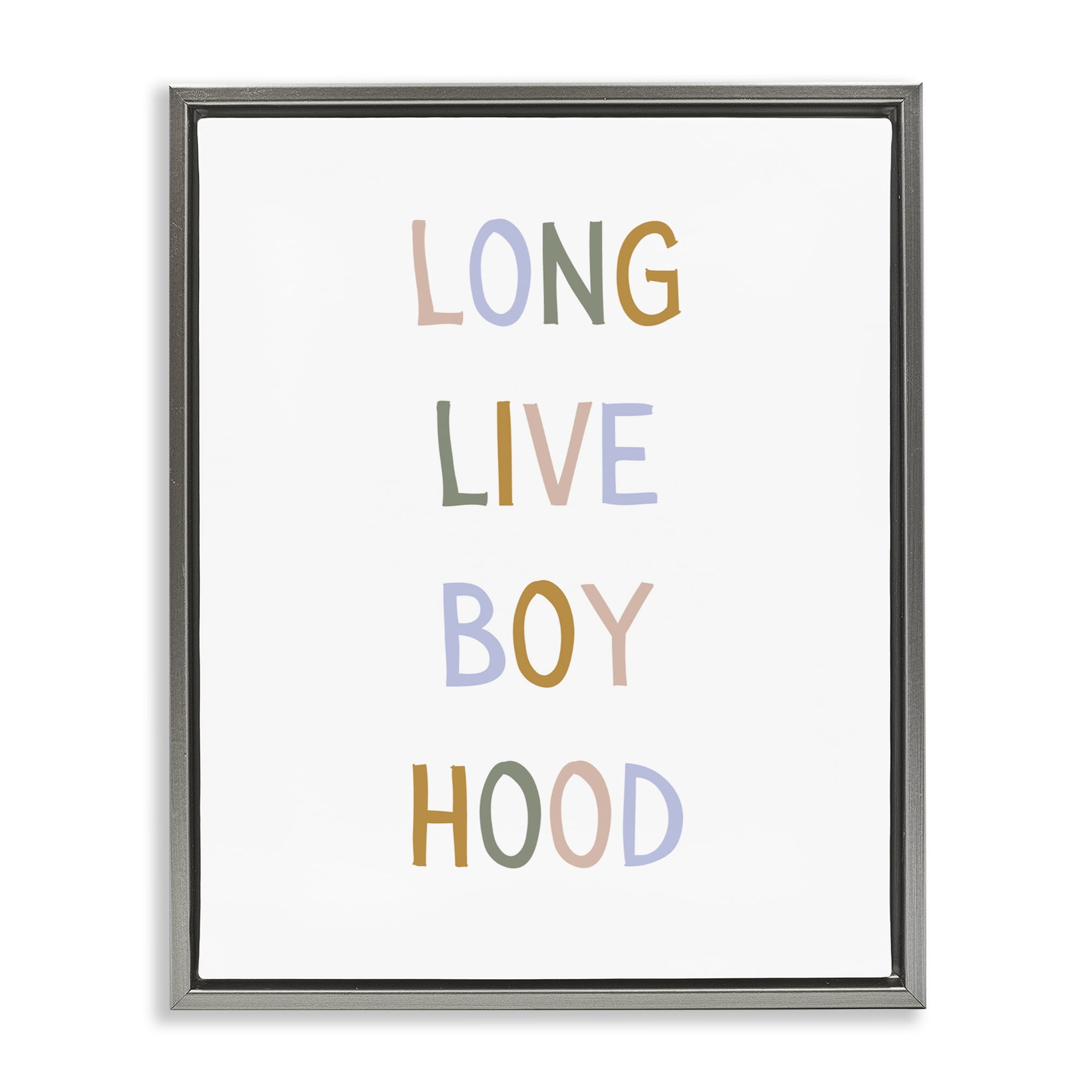 Stupell Industries Long Live Boy Hood Gray Framed Floater Canvas Wall Art, design by Katie Griggs