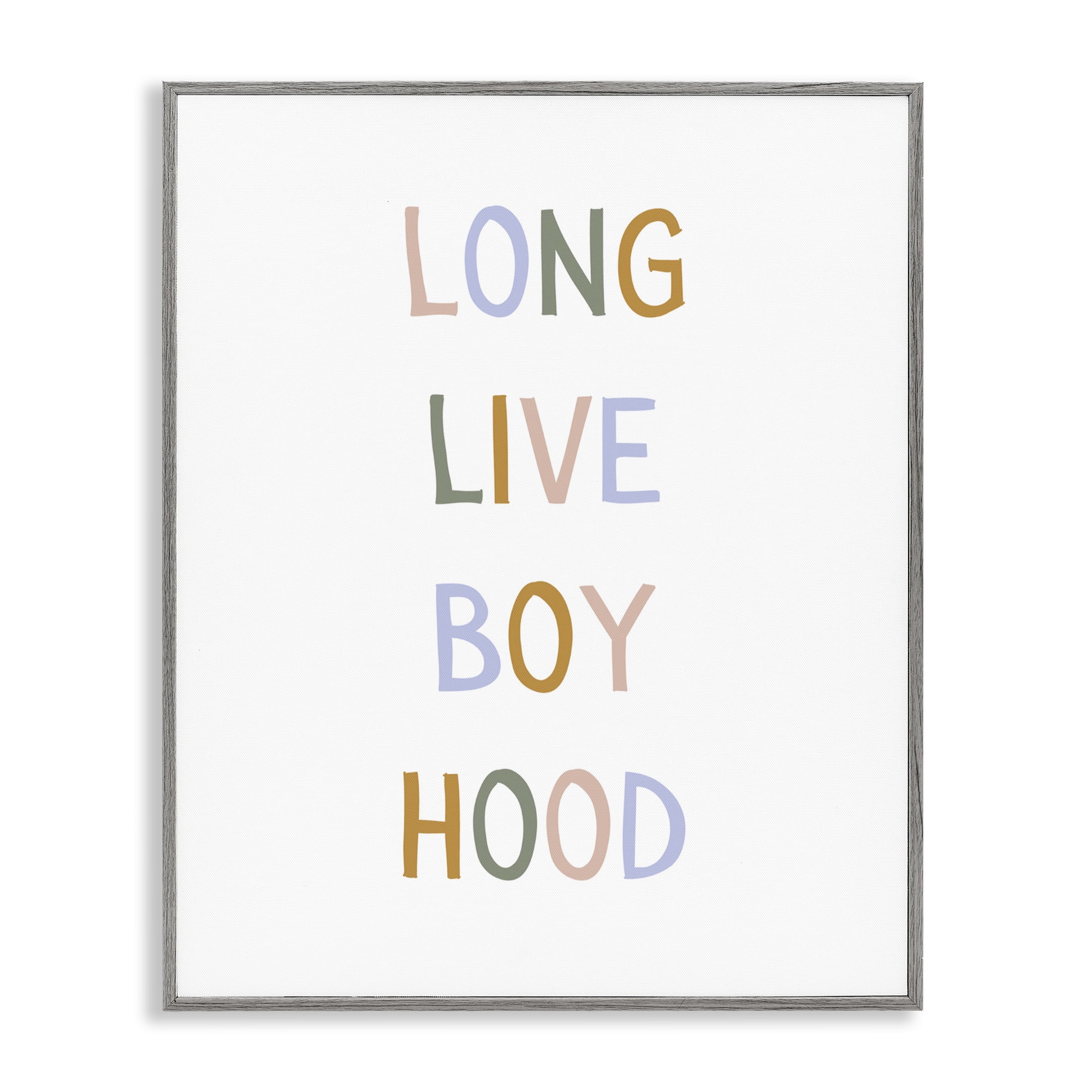 Stupell Industries Long Live Boy Hood Gray Framed Giclee Art, design by Katie Griggs