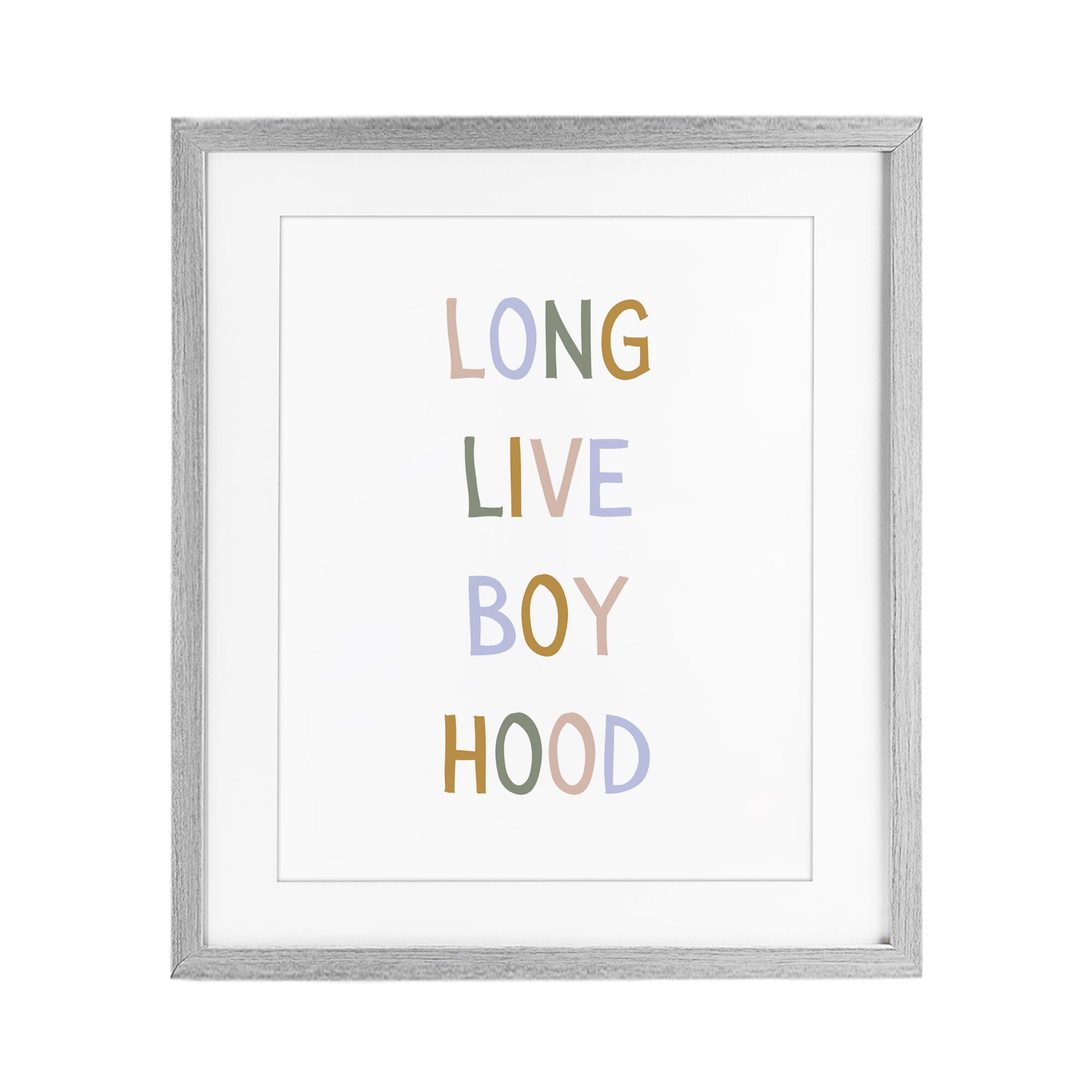 Stupell Industries Long Live Boy Hood Gray Framed Print Under Glass, design by Katie Griggs