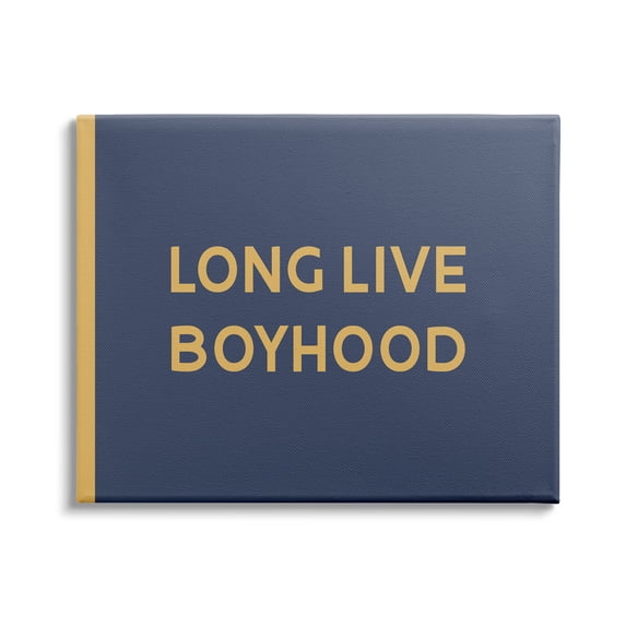 Stupell Industries Long Live Boyhood Children's Phrase Bold Yellow Blue Graphic Art Gallery-Wrapped Canvas Print Wall Art, 48x36, by Daphne Polselli