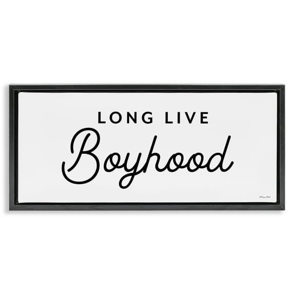 Stupell Industries Long Live Boyhood Typography Painting Black Floater Framed Art Print Wall Art, 25 x 11