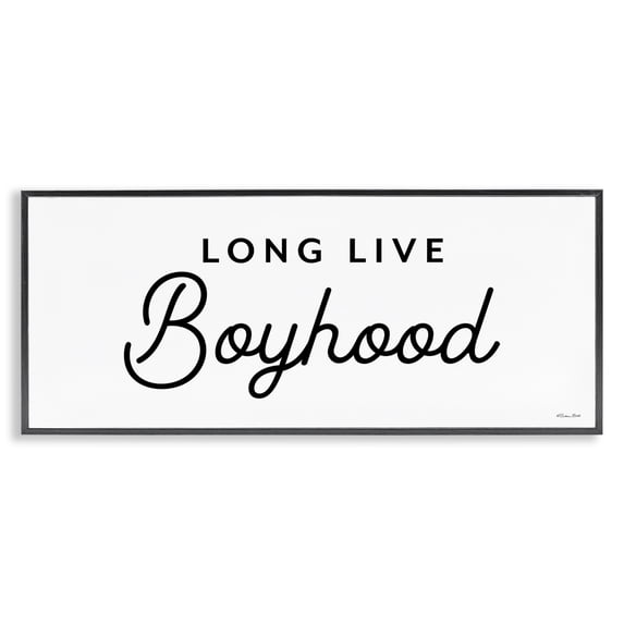 Stupell Industries Long Live Boyhood Typography Painting Black Framed Art Print Wall Art, 30 x 13