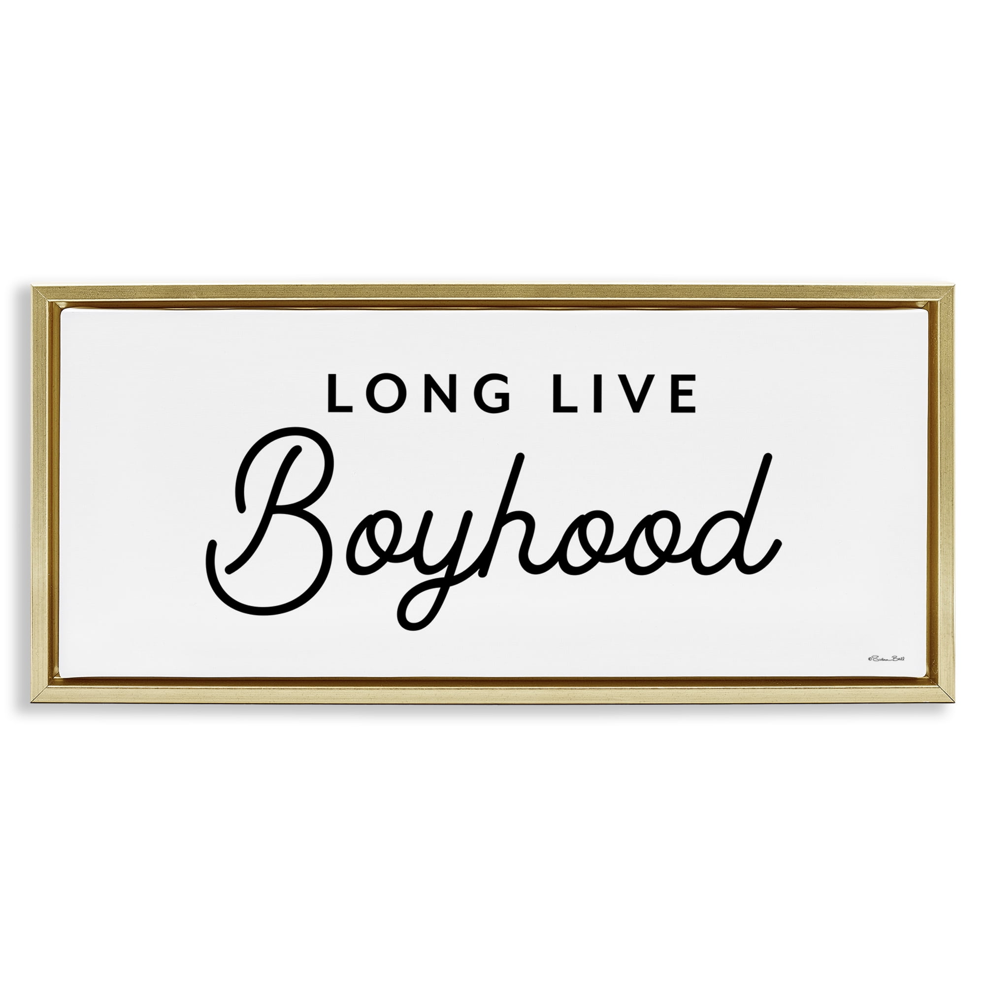 Stupell Industries Long Live Boyhood Typography Painting Gold Floater Framed Art Print Wall Art, 31 x 14