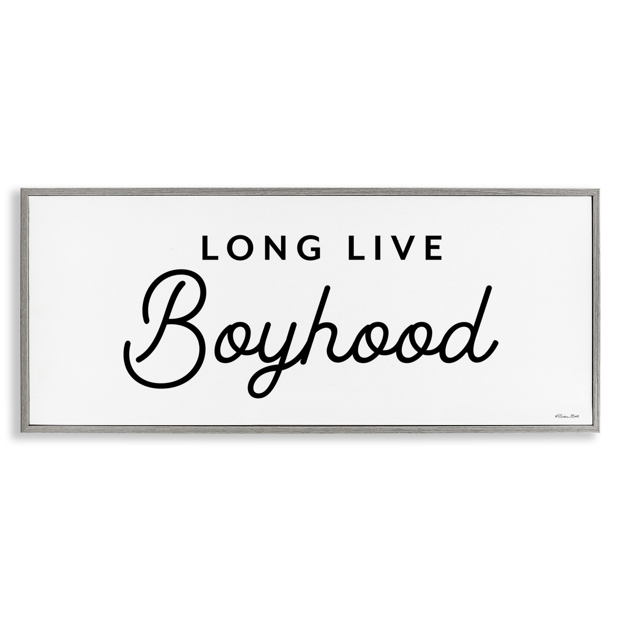 Stupell Industries Long Live Boyhood Typography Painting Gray Framed Art Print Wall Art, 24 x 10
