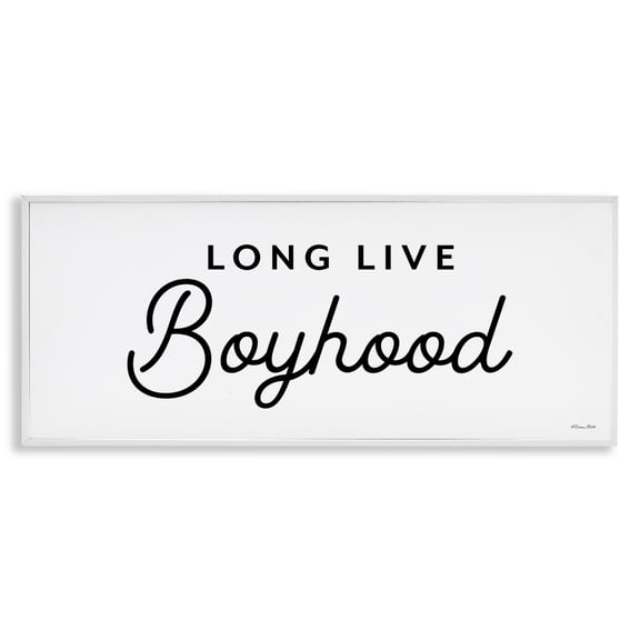 Stupell Industries Long Live Boyhood Typography Painting White Framed Art Print Wall Art, 24 x 10