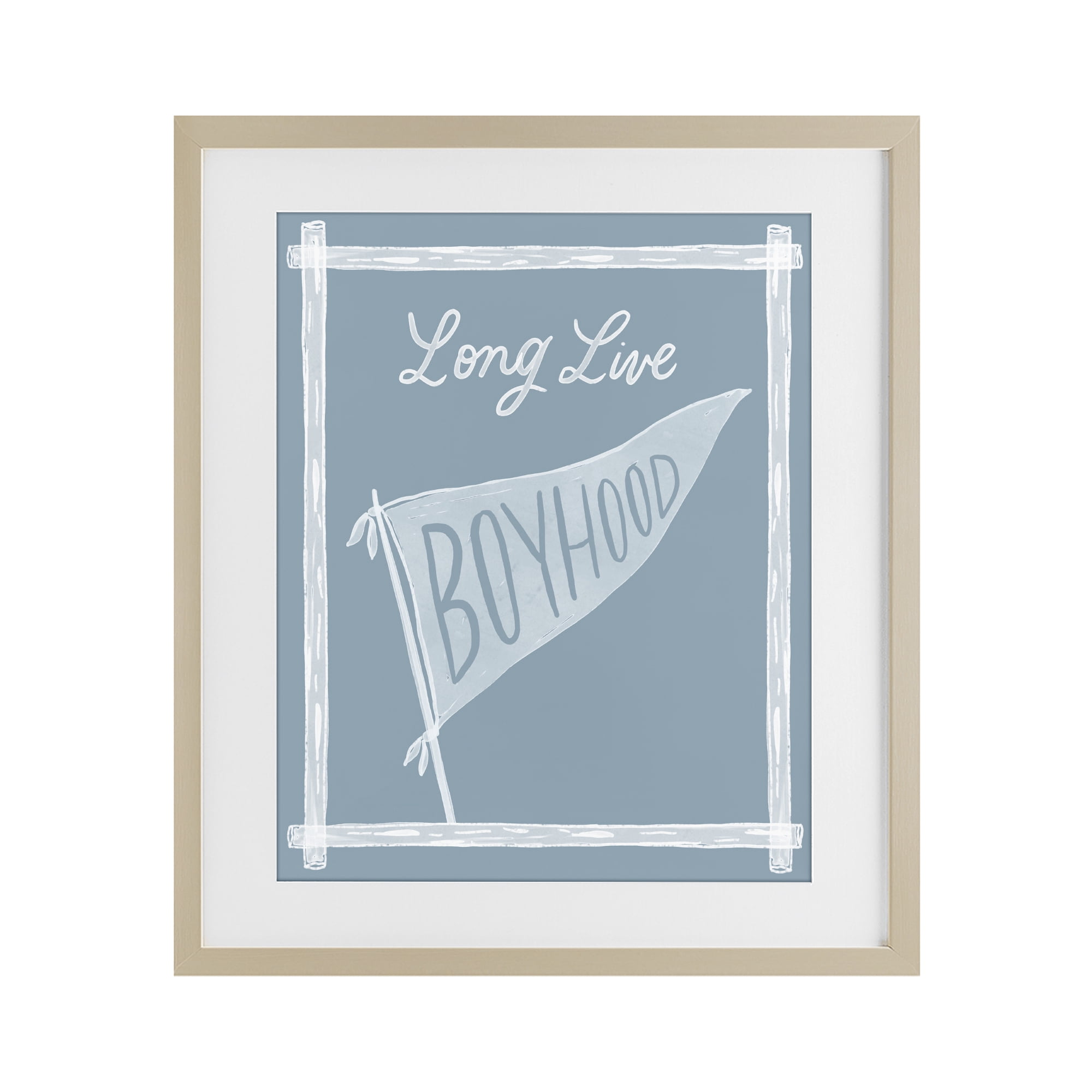 Stupell Industries Long Live Boyhood with Border Birch Framed Print Under Glass, design by Cherrywood Lane