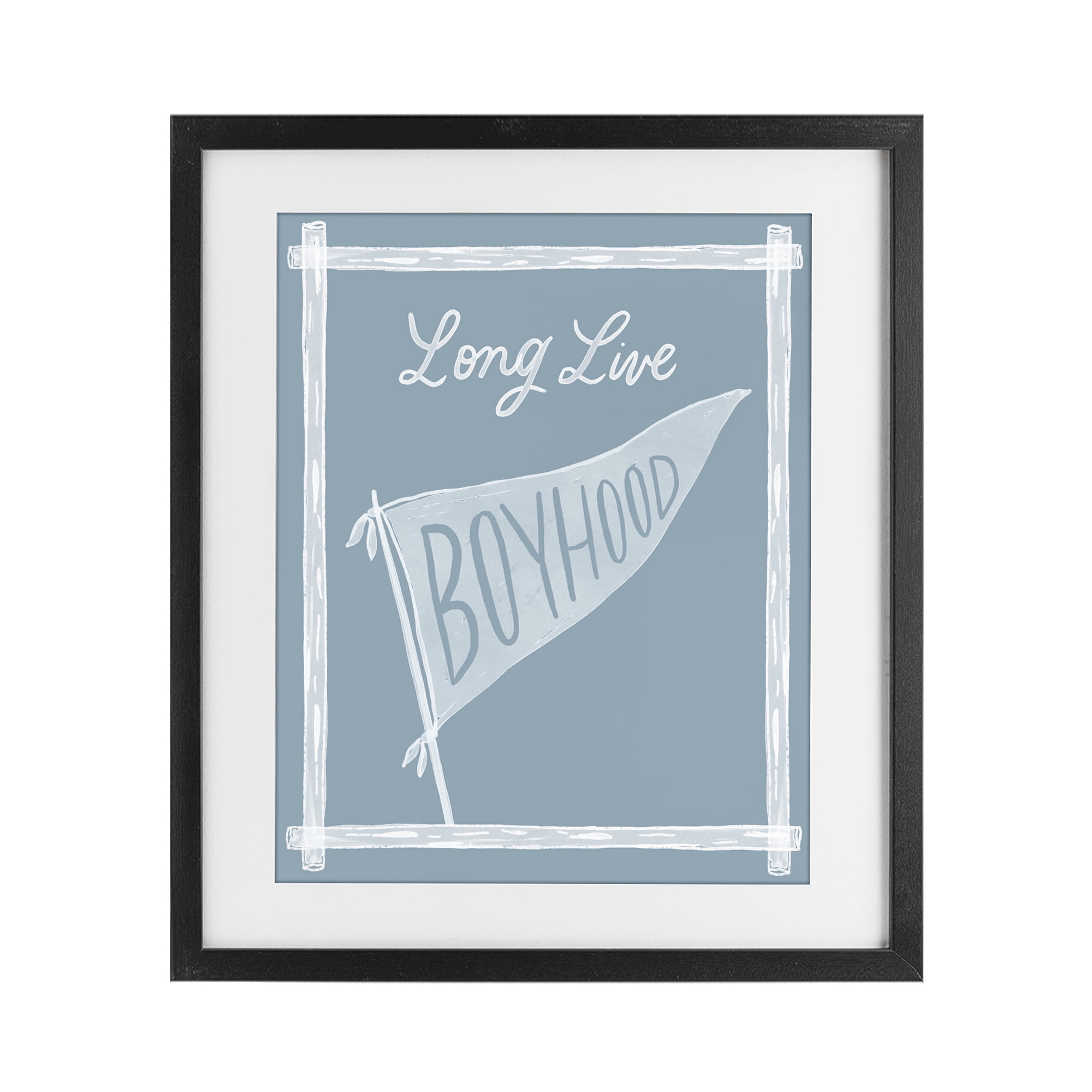 Stupell Industries Long Live Boyhood with Border Black Framed Print Under Glass, design by Cherrywood Lane