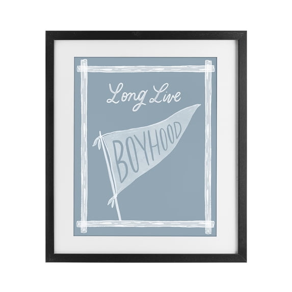 Stupell Industries Modern Long Live Boyhood with Border Black Framed Print Under Glass, 13 x 16, by Cherrywood Lane