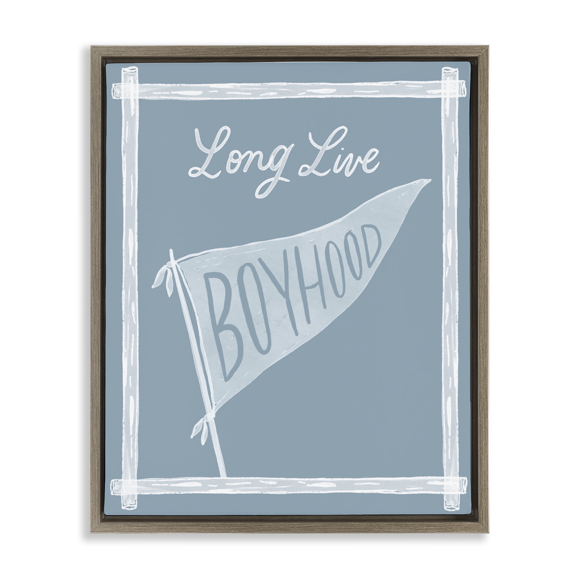 Stupell Industries Long Live Boyhood with Border Brown Framed Floater Canvas Wall Art, design by Cherrywood Lane