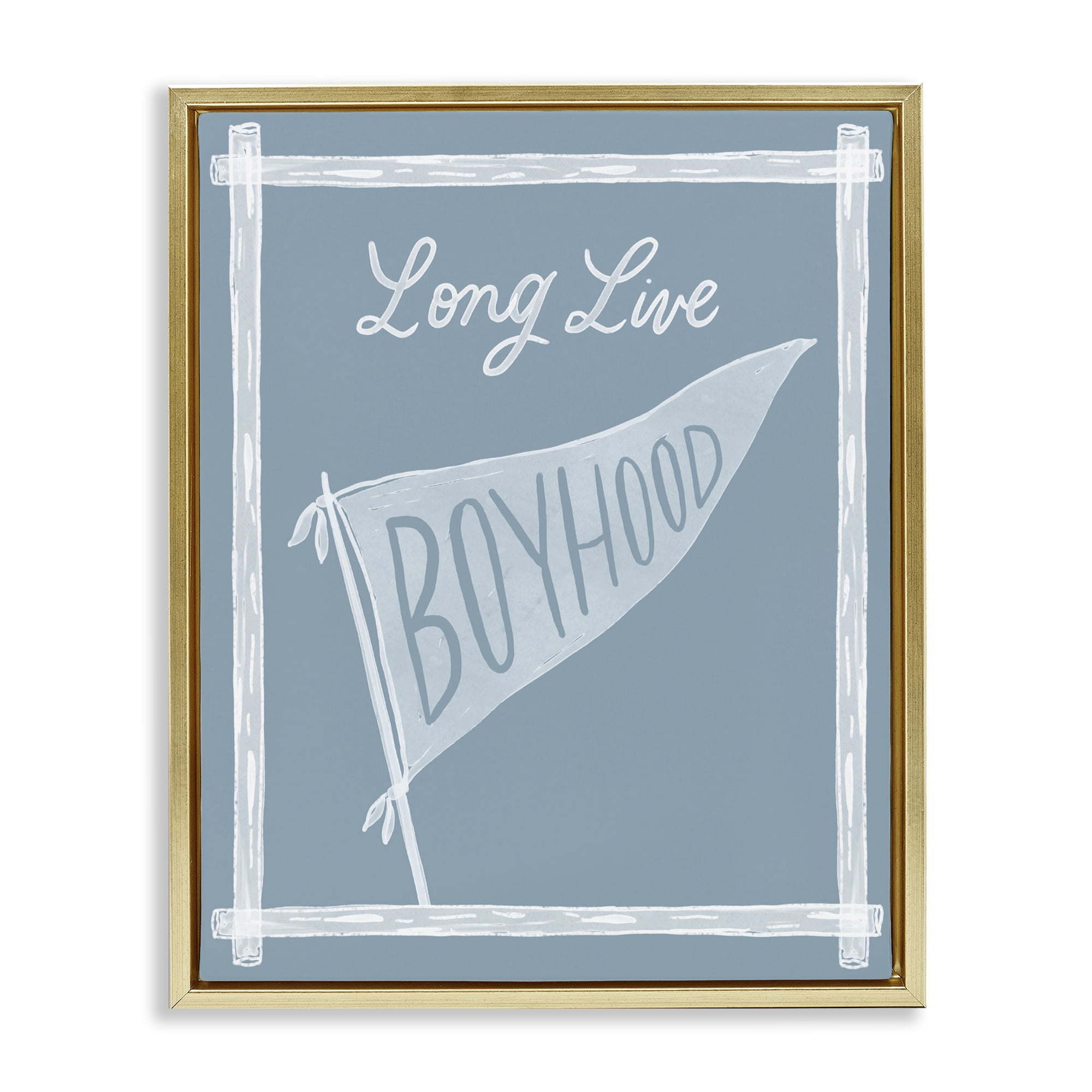 Stupell Industries Long Live Boyhood with Border Gold Framed Floater Canvas Wall Art, design by Cherrywood Lane