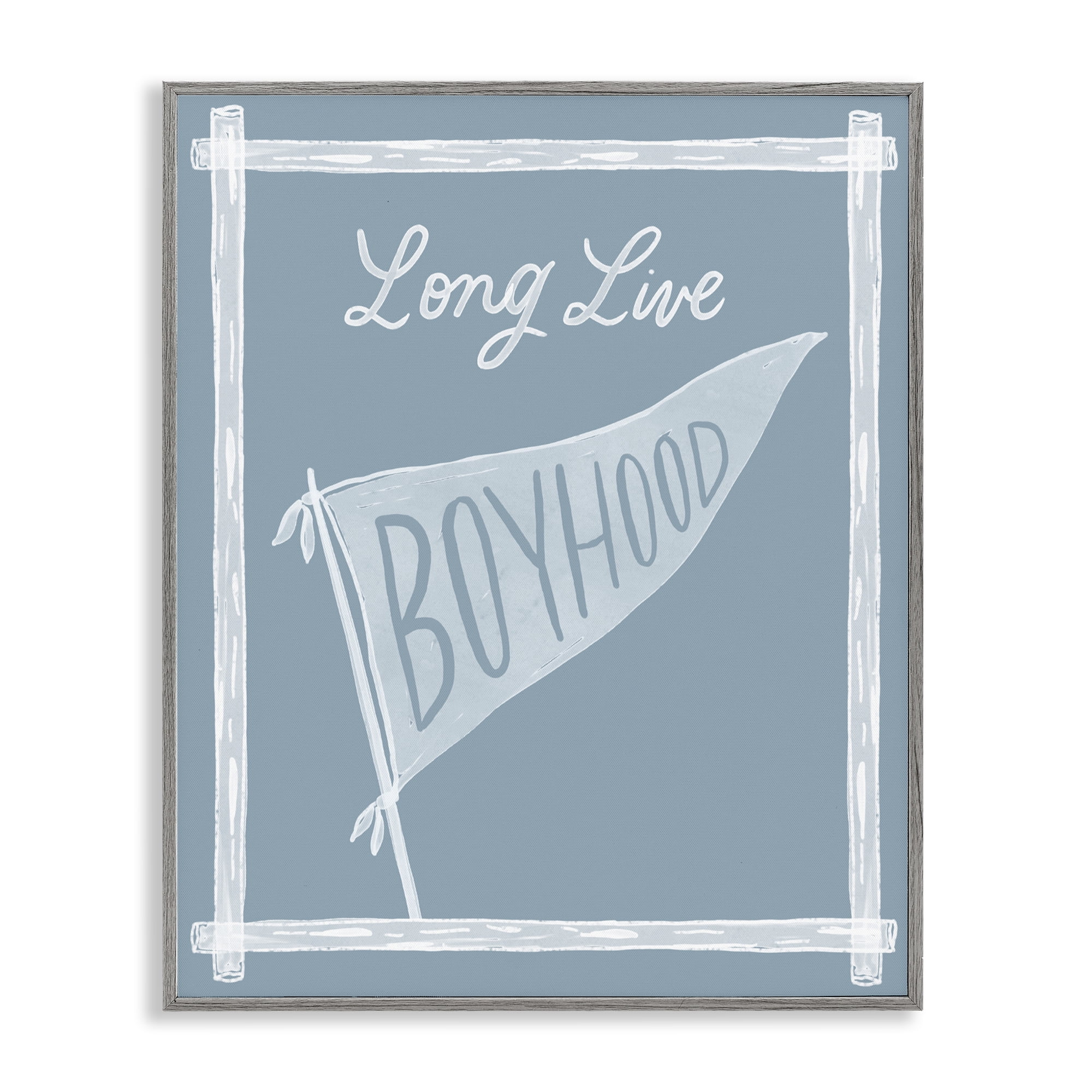 Stupell Industries Long Live Boyhood with Border Gray Framed Giclee Art, design by Cherrywood Lane