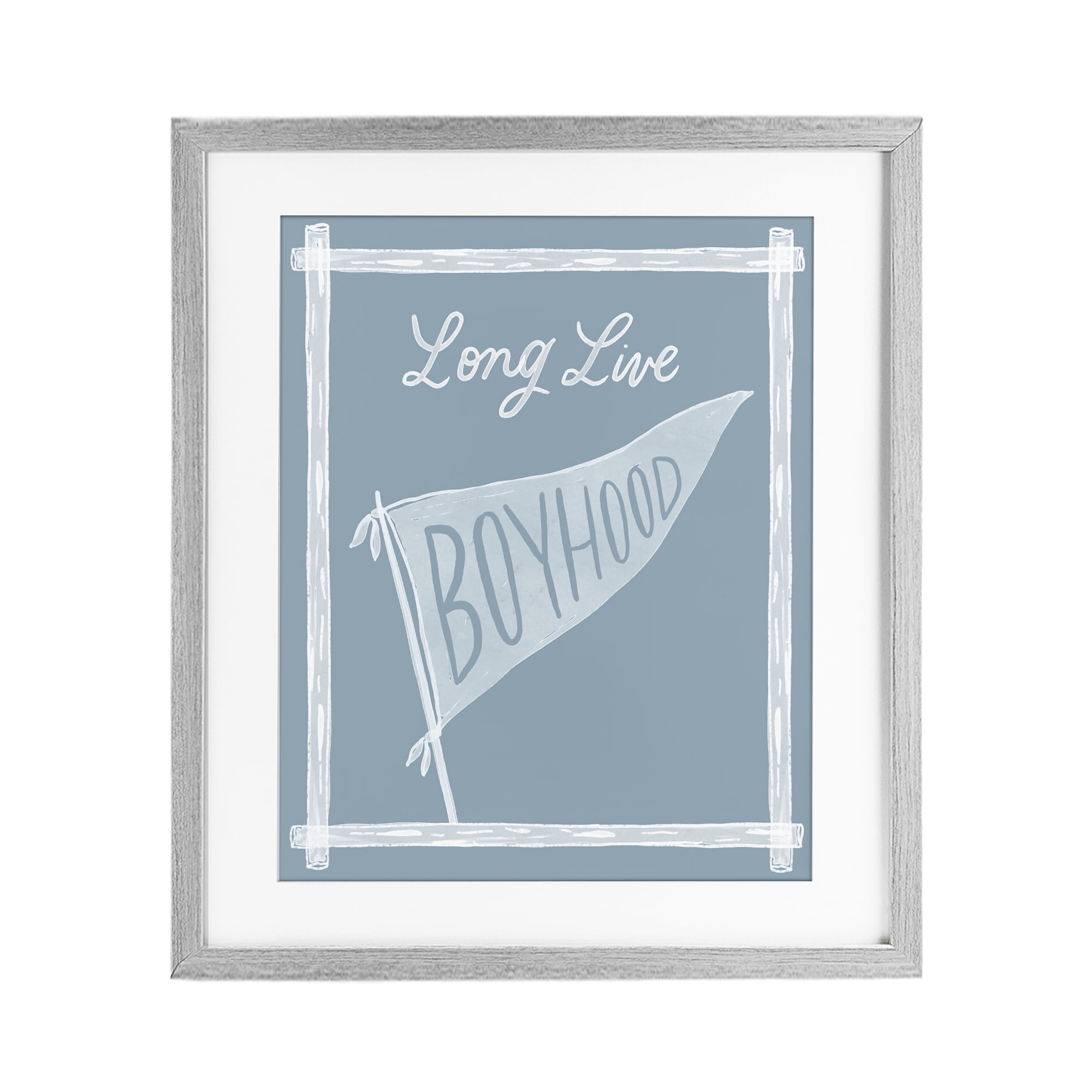 Stupell Industries Long Live Boyhood with Border Gray Framed Print Under Glass, design by Cherrywood Lane