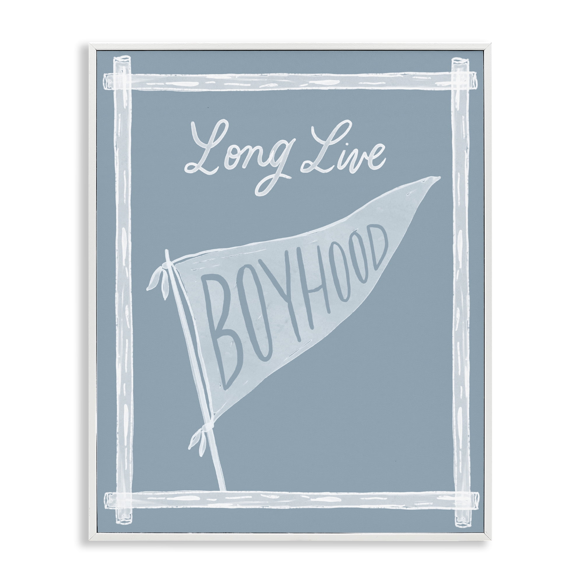 Stupell Industries Long Live Boyhood with Border White Framed Giclee Art, design by Cherrywood Lane