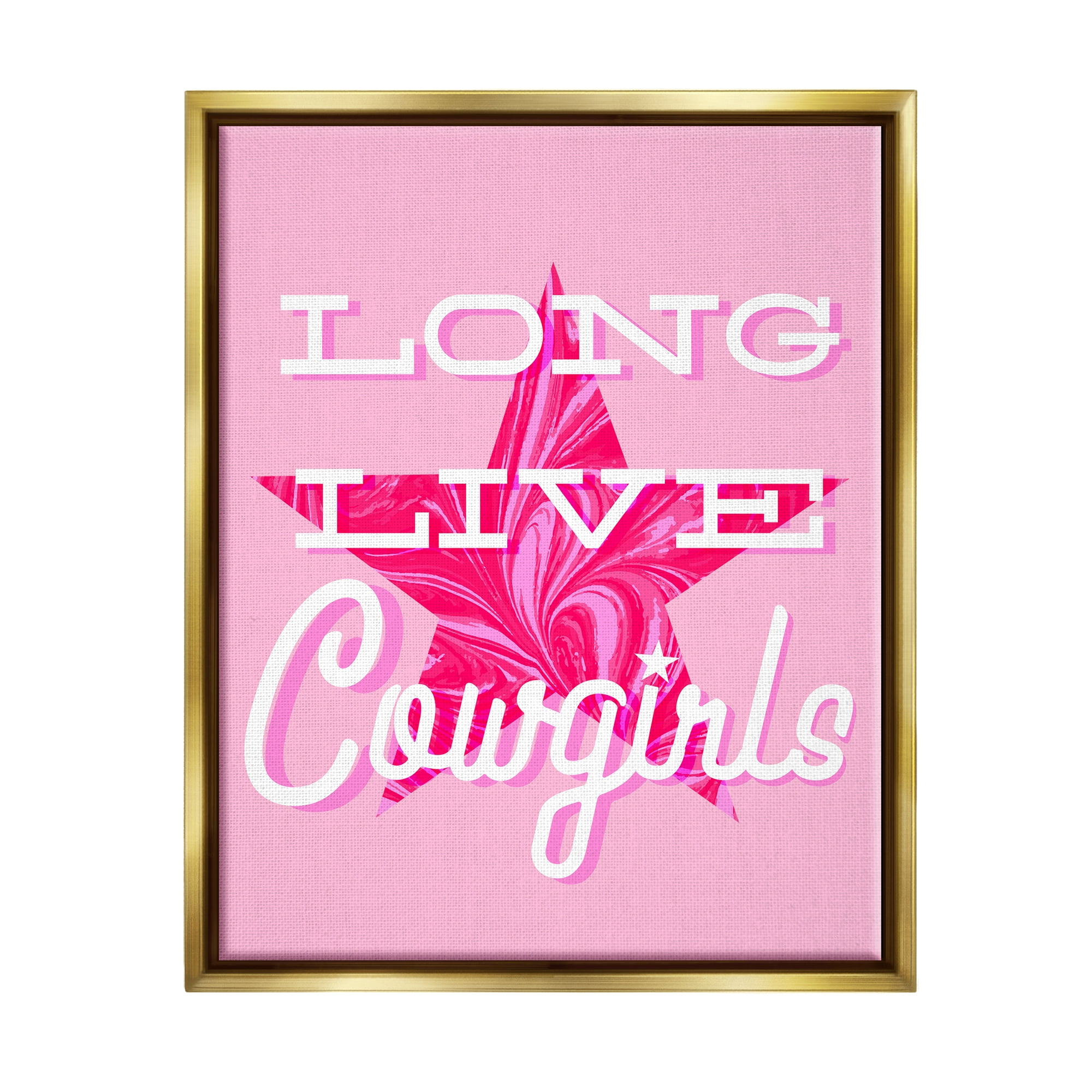 Stupell Industries Long Live Cowgirls Phrase Abstract Painting Gold Floater Framed Art Print Wall Art, 17 x 21