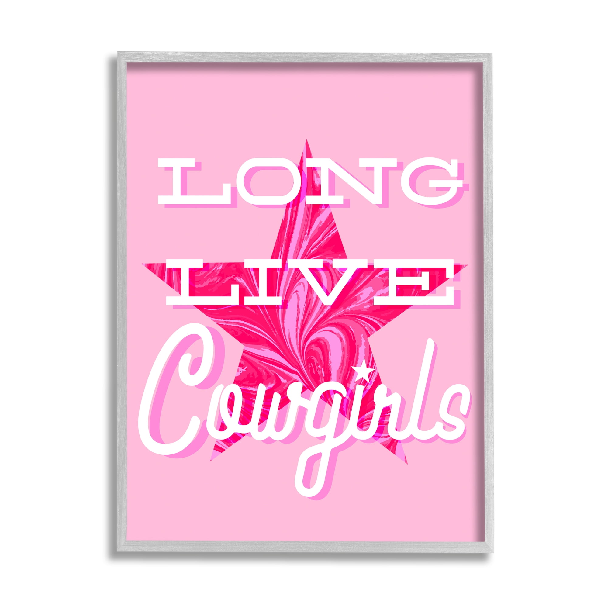 Stupell Industries Long Live Cowgirls Phrase Abstract Painting Gray Framed Art Print Wall Art, 11 x 14