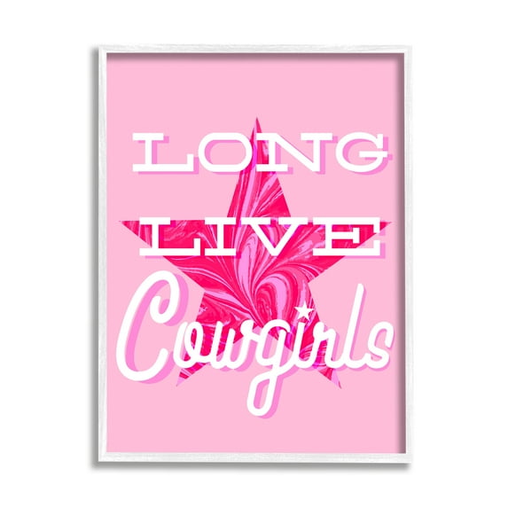 Stupell Industries Long Live Cowgirls Phrase Abstract Painting White Framed Art Print Wall Art, 11 x 14