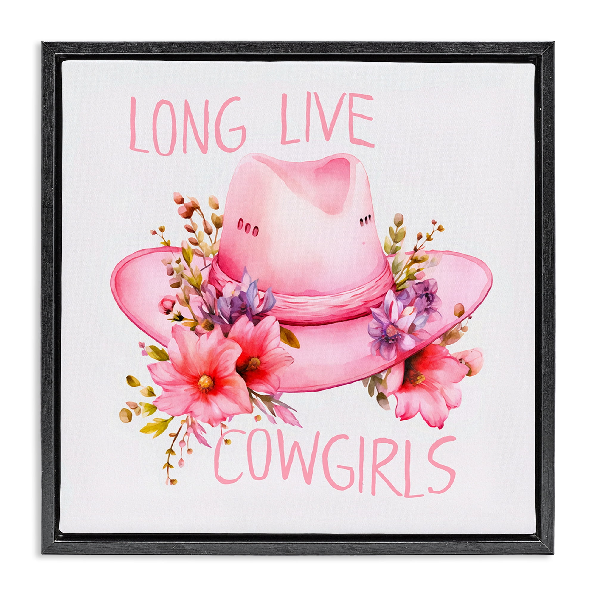 Stupell Industries Long Live Cowgirls Plants & Flowers Painting Black Floater Framed Canvas Art Print Wall Art, 25 x 25