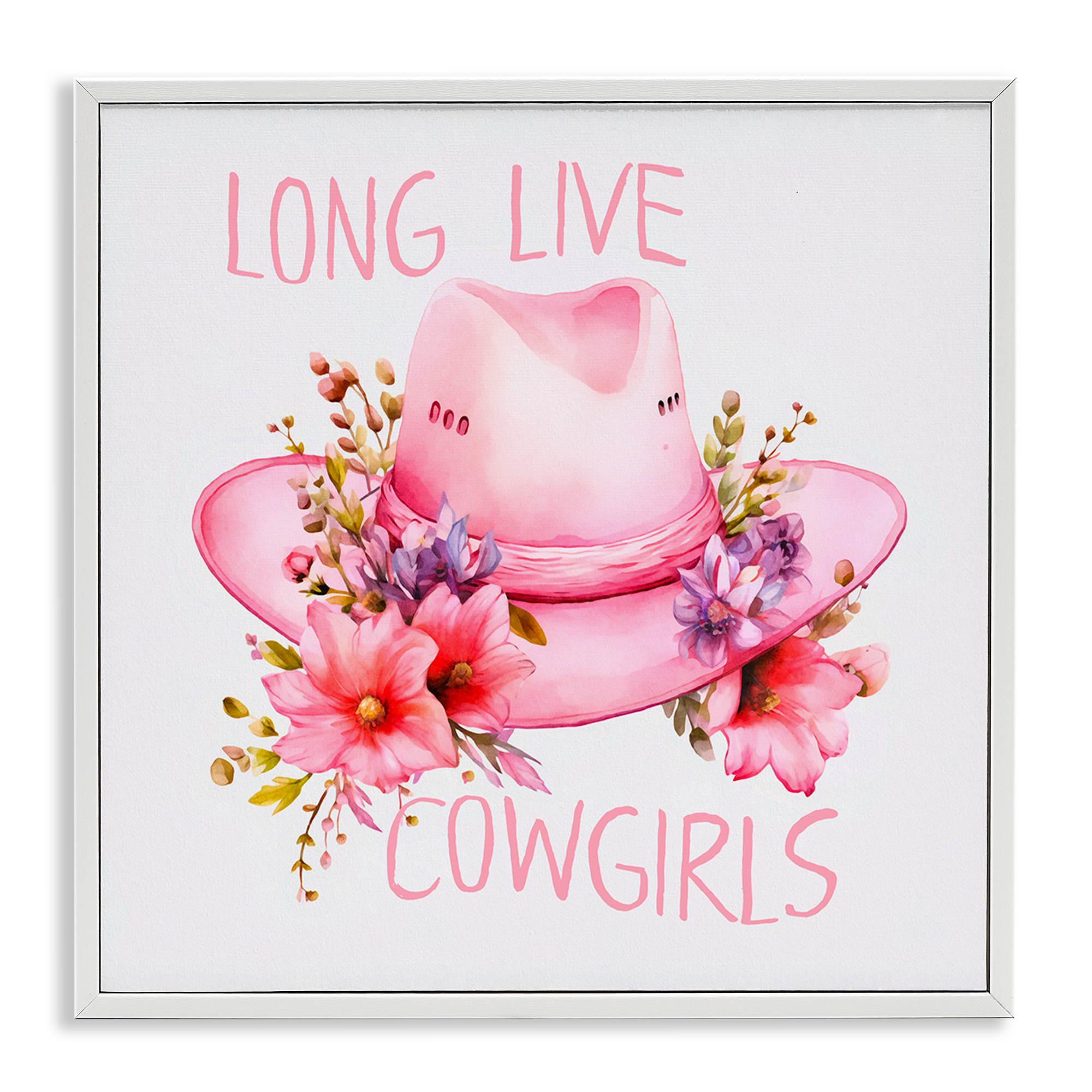 Stupell Industries Long Live Cowgirls Plants & Flowers Painting White Framed Art Print Wall Art, 12 x 12