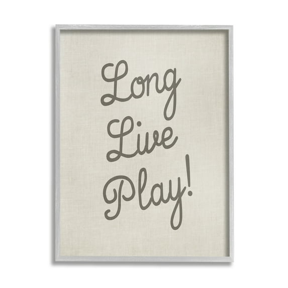 Stupell Industries Long Live Play Phrase Inspirational Painting Gray Framed Art Print Wall Art, 11 x 14
