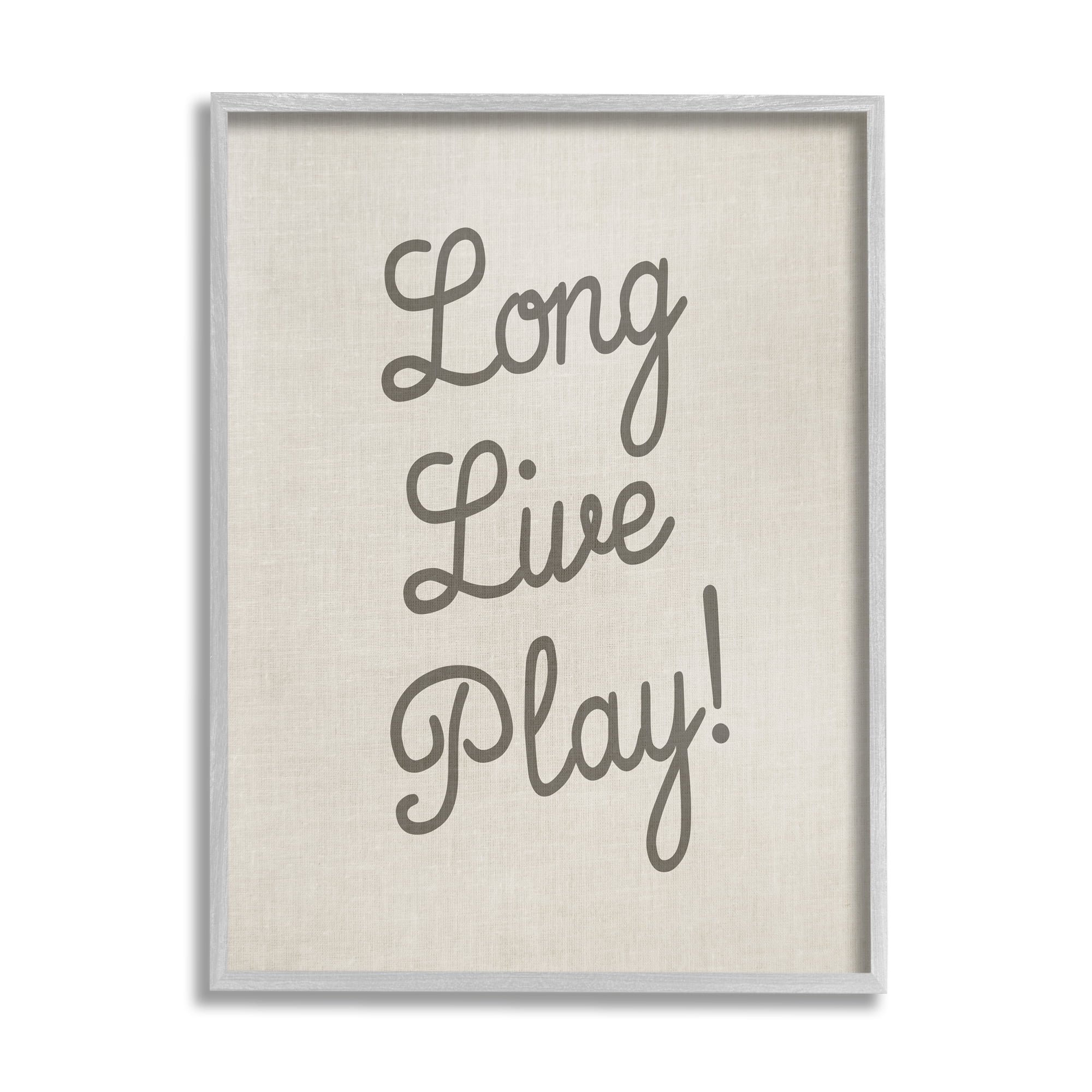 Stupell Industries Long Live Play Phrase Inspirational Painting Gray Framed Art Print Wall Art, 24 x 30