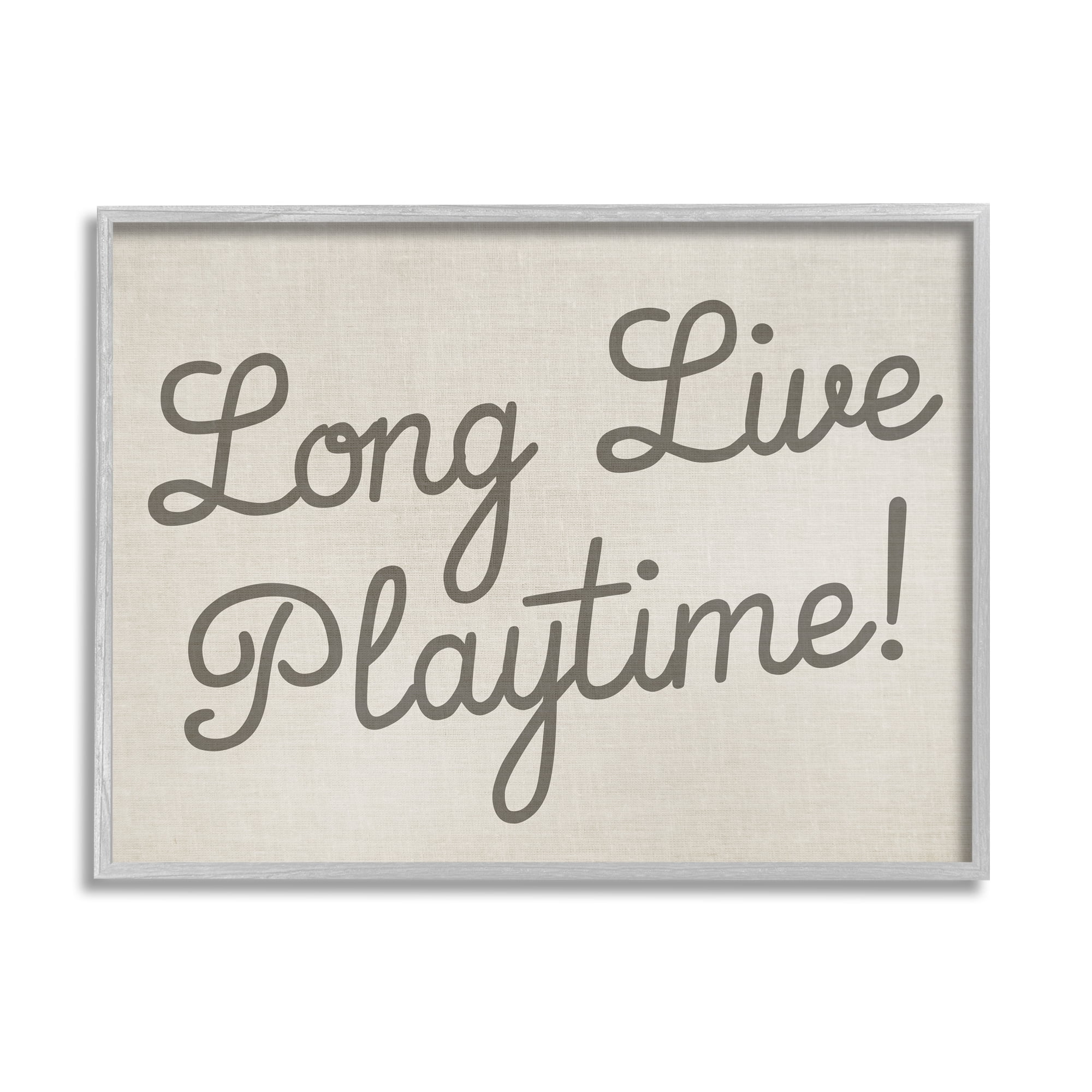 Stupell Industries Long Live Playtime Inspirational Painting Gray Framed Art Print Wall Art, 14 x 11