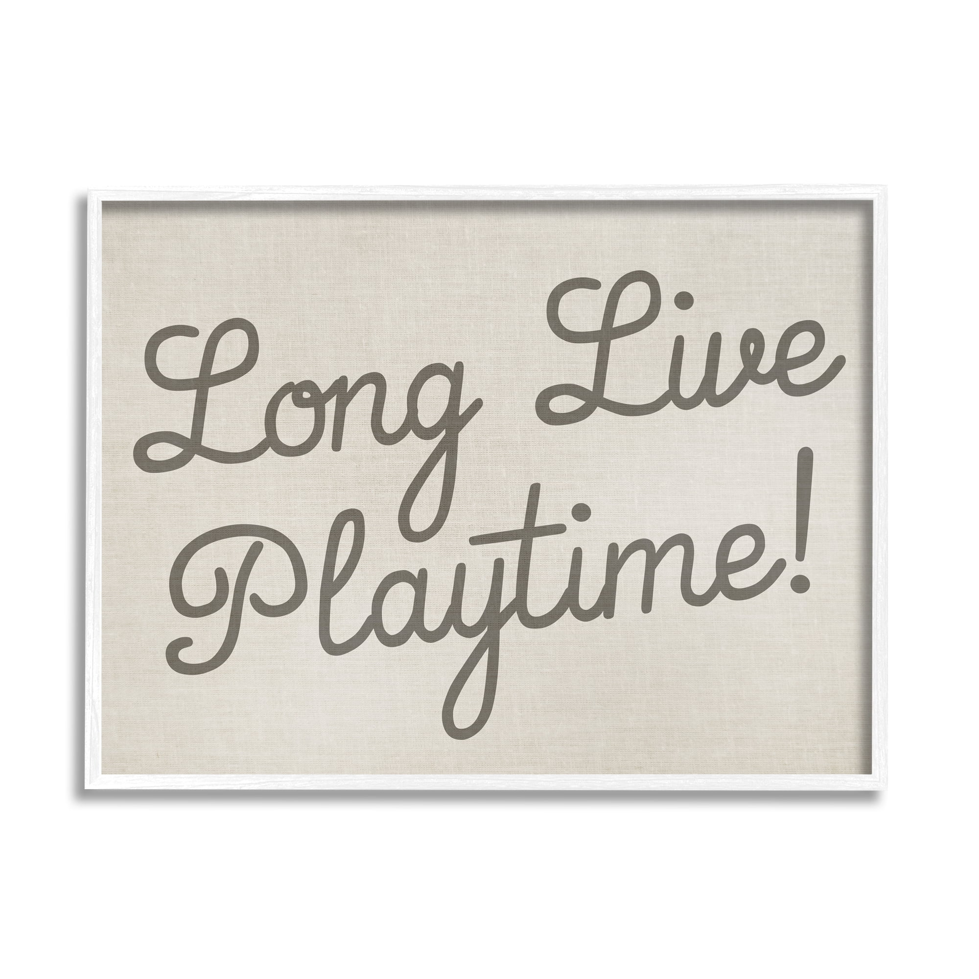 Stupell Industries Long Live Playtime Inspirational Painting White Framed Art Print Wall Art, 20 x 16