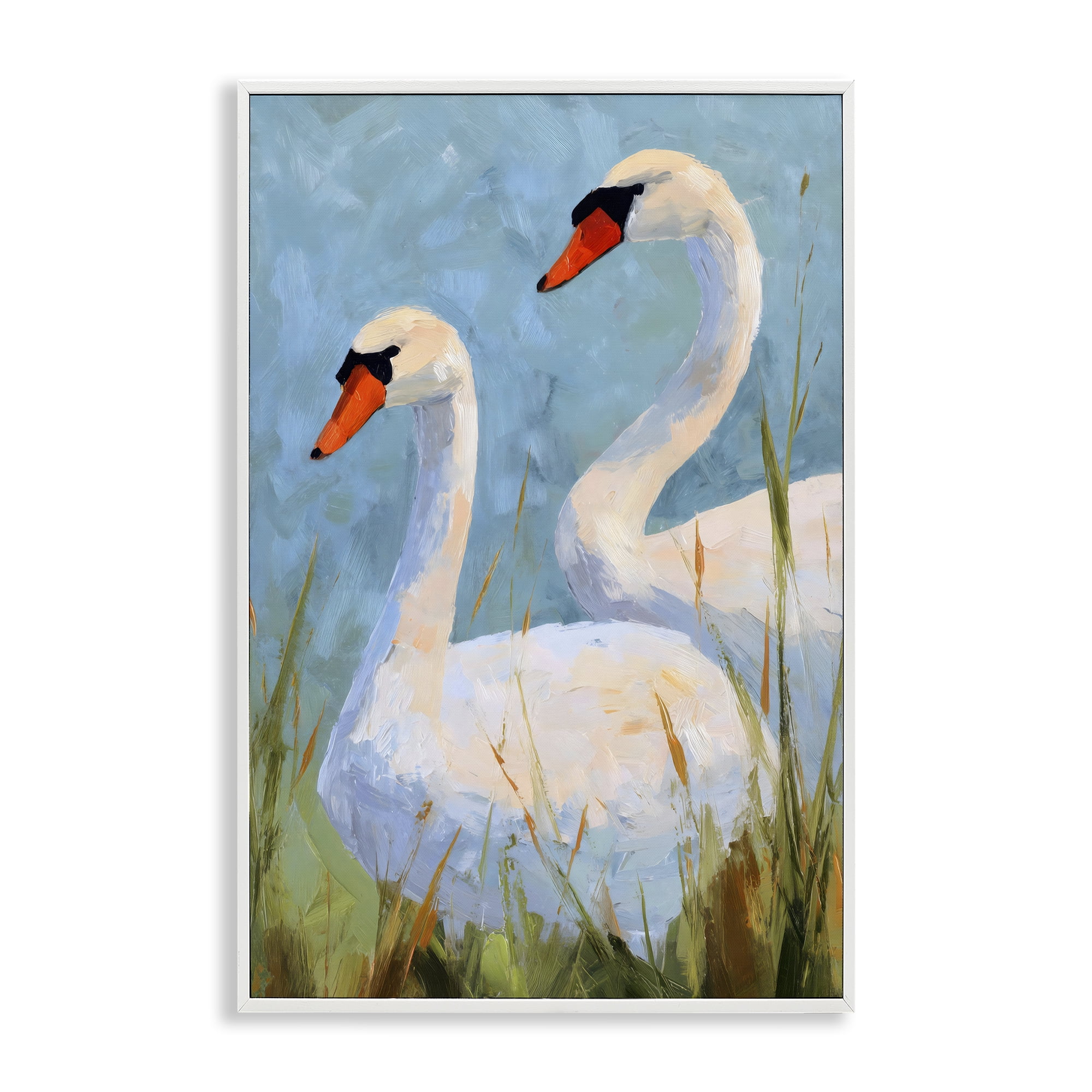 Stupell Industries Long Necks Swan Pear White Framed Giclee Art, design by Petal Prints Design
