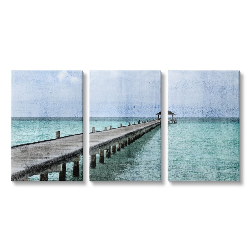 Stupell Industries Long Pier Across the Beach Nautical Landscape Designed by Kim Allen