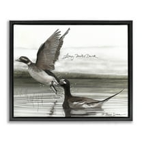 Stupell Industries Long Tailed Duck Animals & Insects Painting Black Floater Framed Canvas Art Print Wall Art, 21 x 17