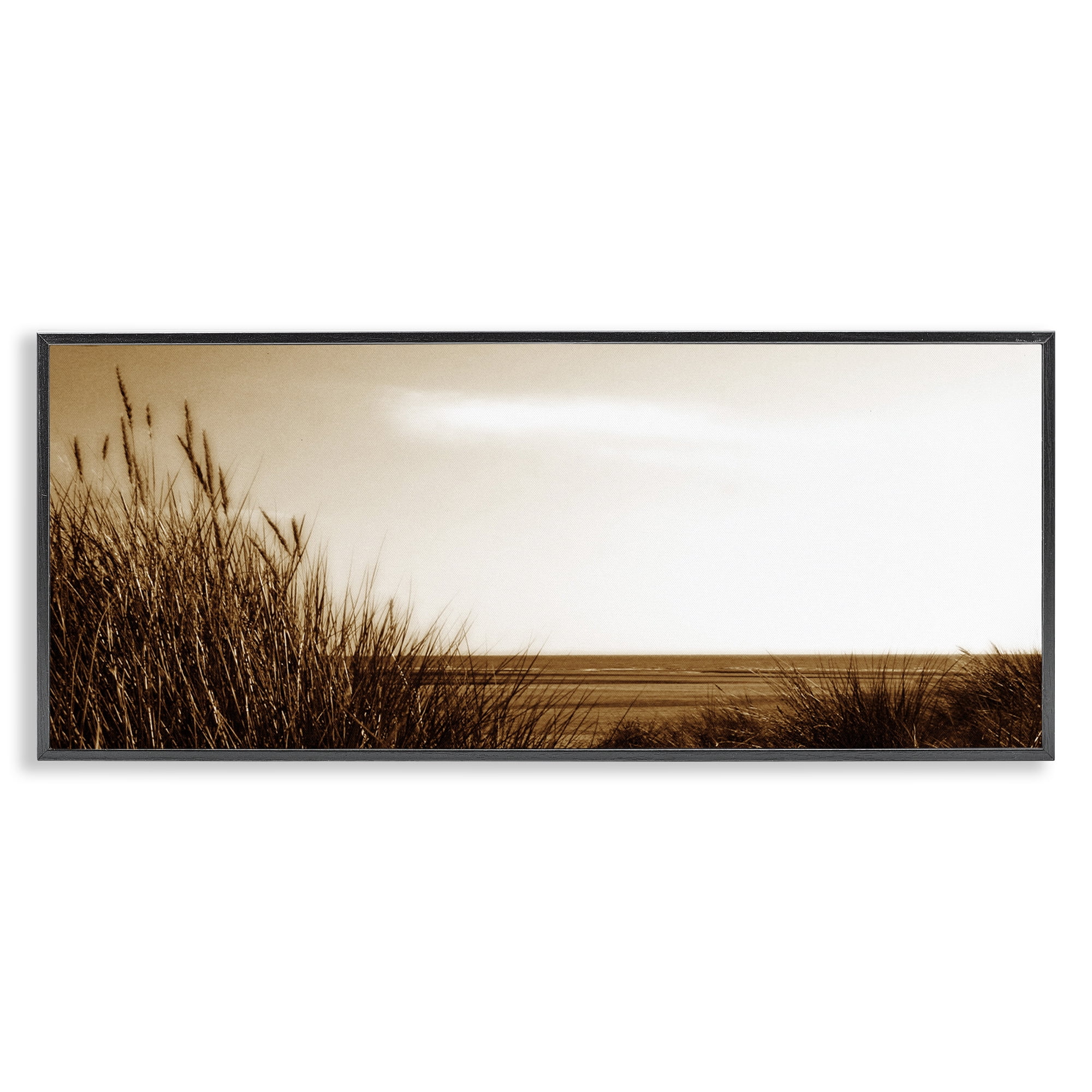 Stupell Industries Long View Horizon Coastal Photography Black Framed Art Print Wall Art, 24 x 10