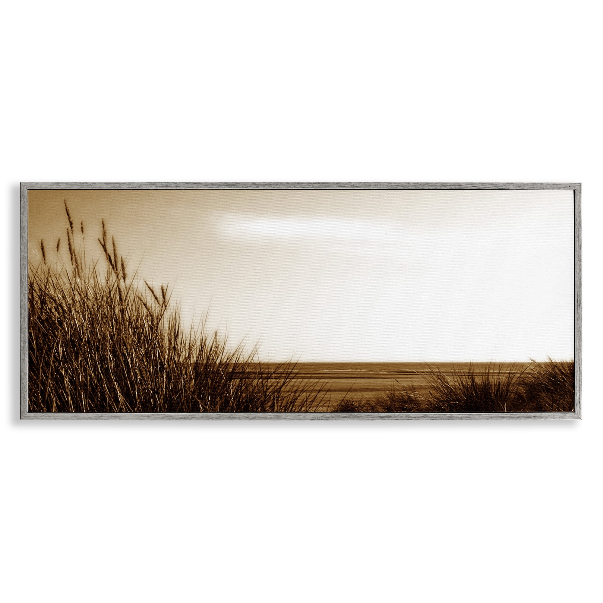 Stupell Industries Long View Horizon Coastal Photography Gray Framed Art Print Wall Art, 30 x 13