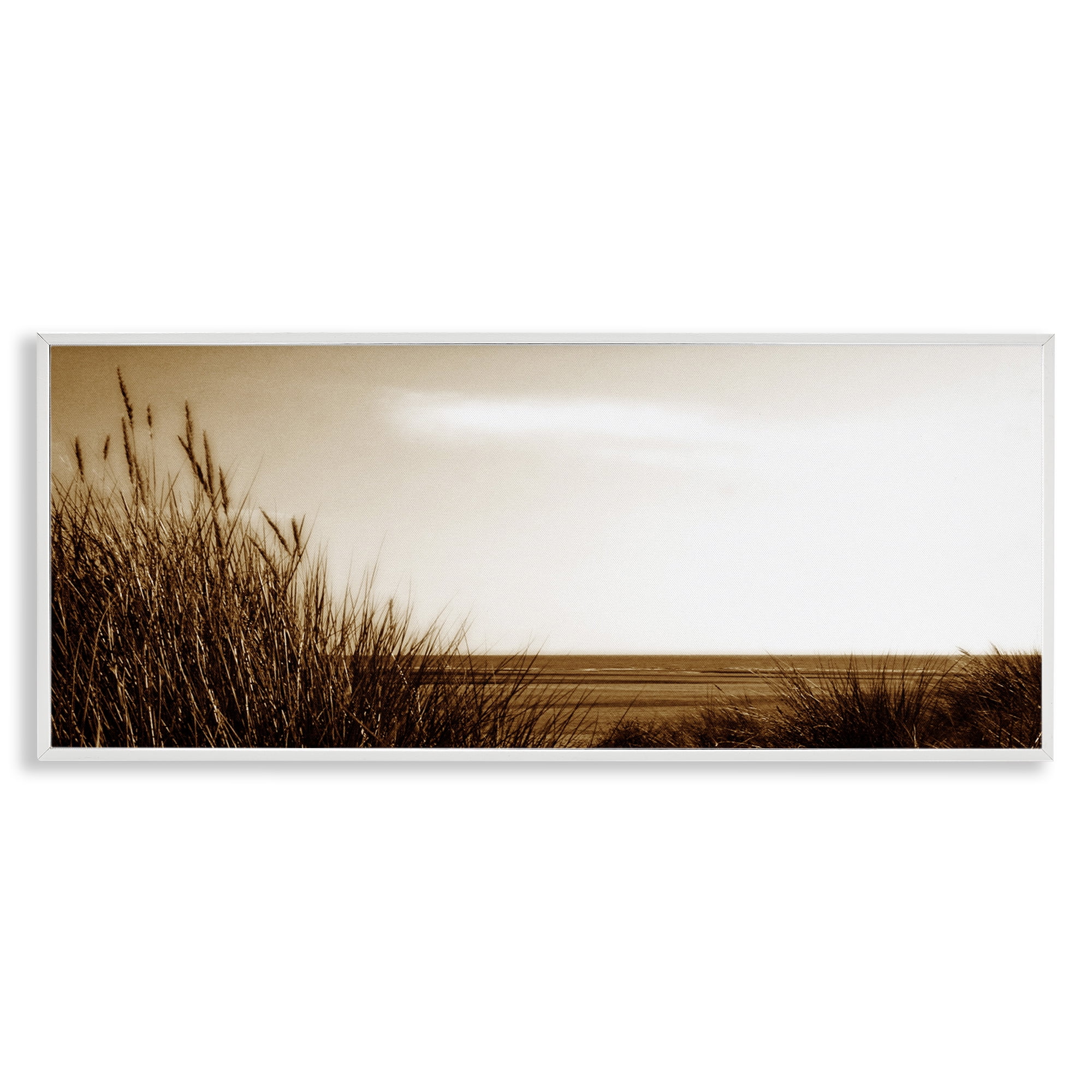 Stupell Industries Long View Horizon Coastal Photography White Framed Art Print Wall Art, 24 x 10