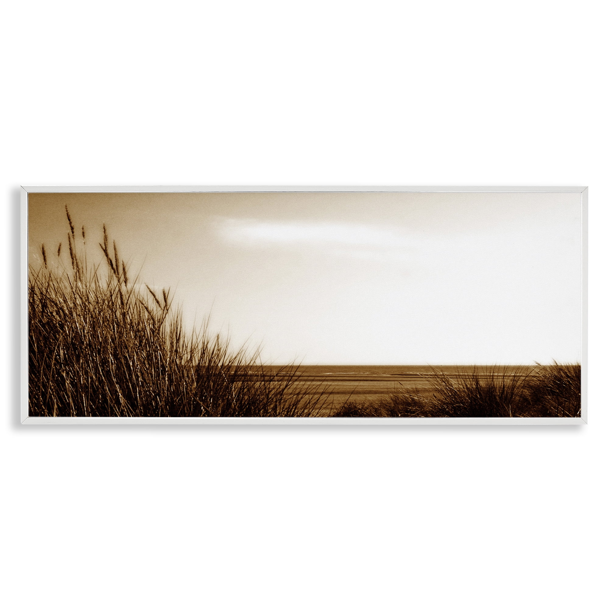 Stupell Industries Long View Horizon Coastal Photography White Framed Art Print Wall Art, 30 x 13