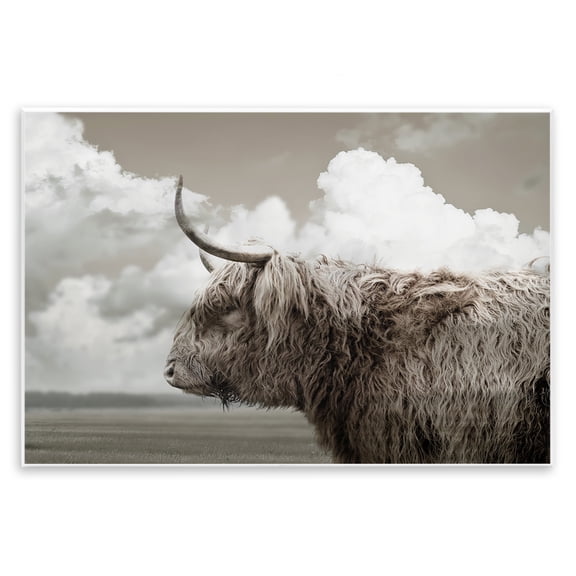 Stupell Industries Longhorn Cattle & Clouds View Animals Photography Unframed Art Print Wall Art, 19 x 13