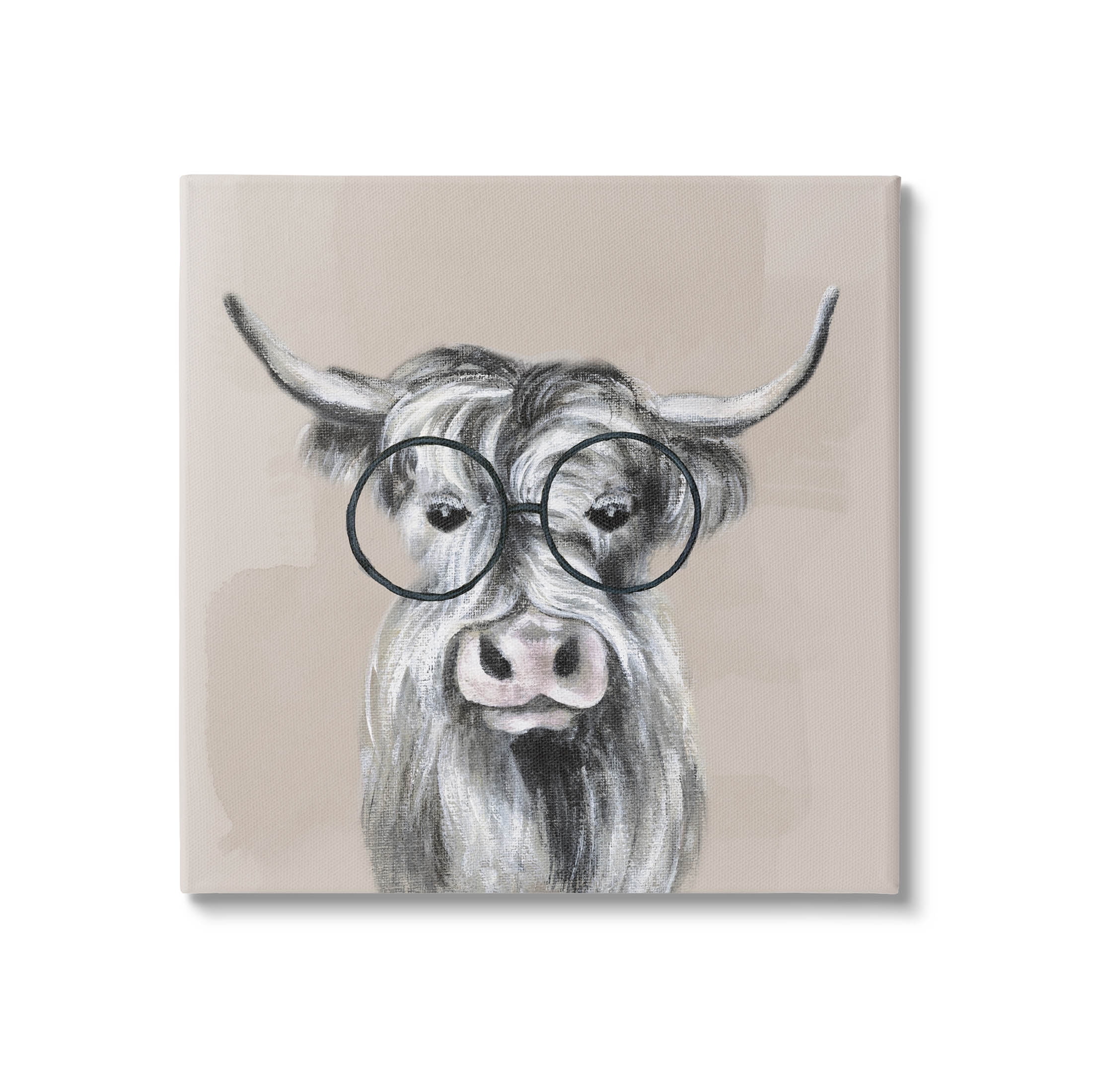 Stupell Industries Longhorn Cattle Glasses Portrait Graphic Art Gallery Wrapped Canvas Print Wall Art, Design by Tava Studios