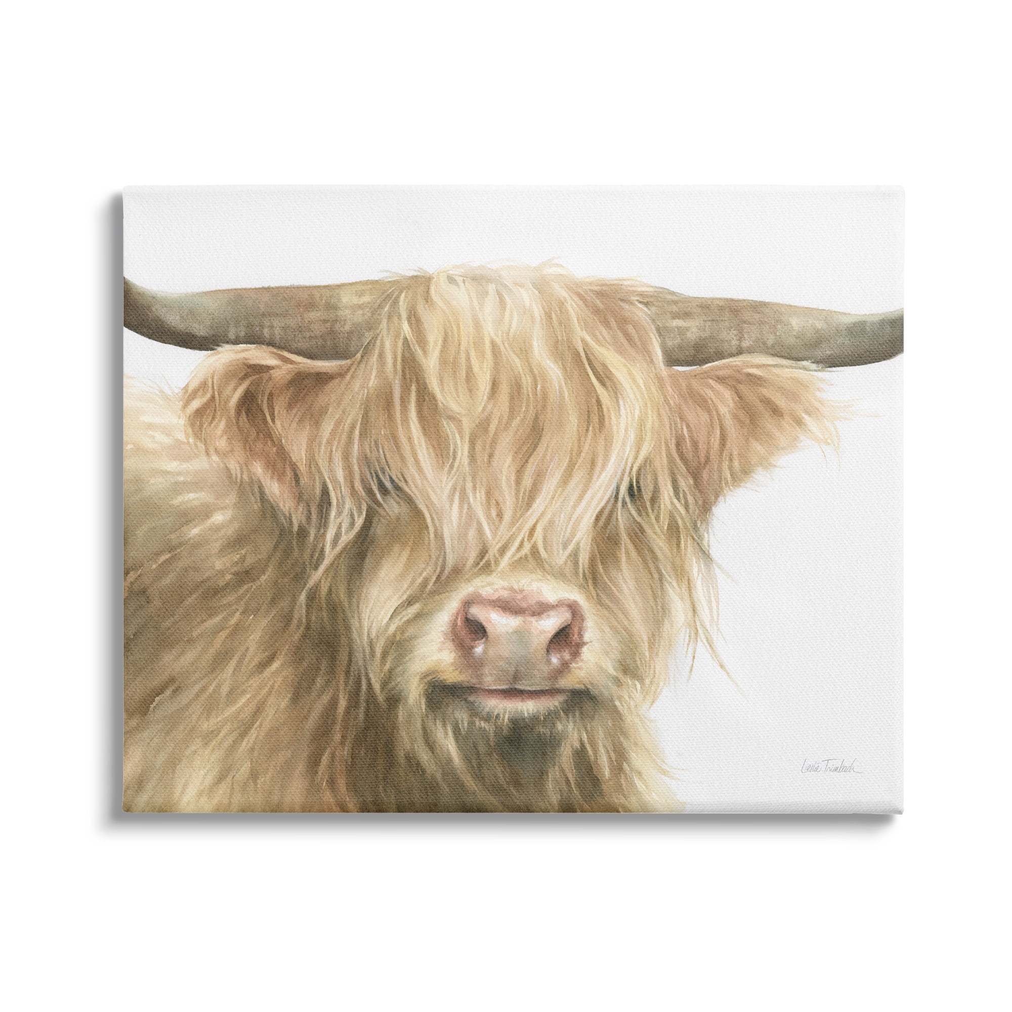 Stupell Industries Longhorn Cattle Painting Animals & Insects Painting Gallery Wrapped Canvas Art Print Wall Art, 40 x 30