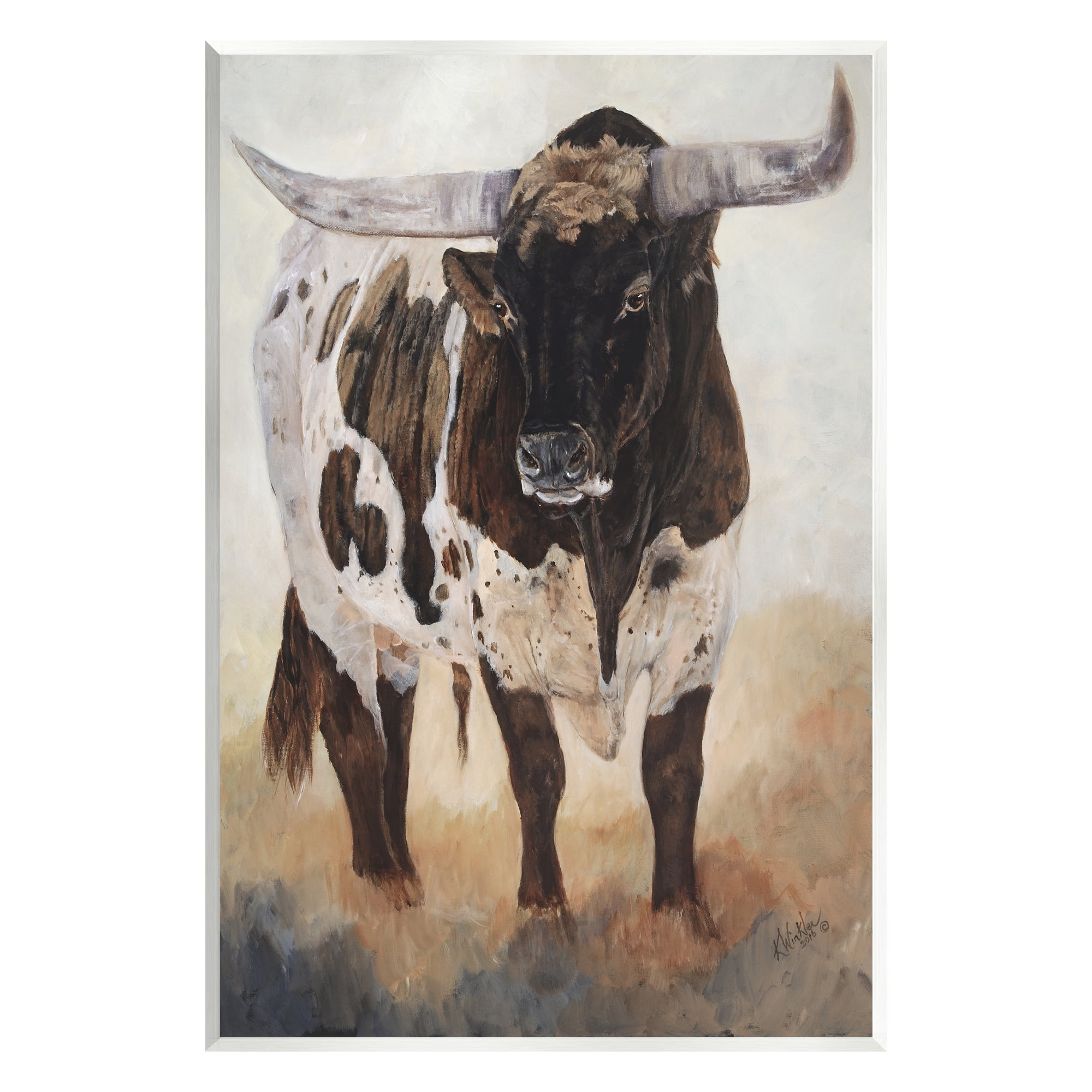 Stupell Industries Longhorn Cattle Painting Animals & Insects Painting Unframed Art Print Wall Art, 10 x 15