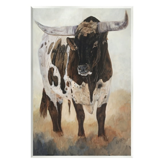 Stupell Industries Longhorn Cattle Painting Animals & Insects Painting Unframed Art Print Wall Art, 10 x 15