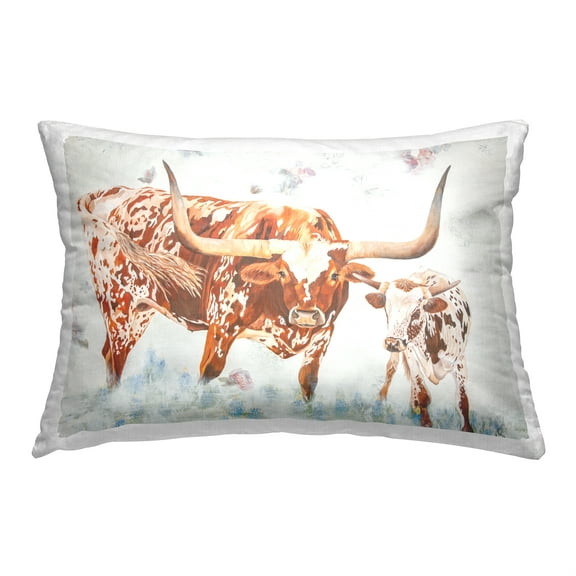 Stupell Industries Longhorn Cow & Calf Decorative Printed Throw Pillow, 14 x 20