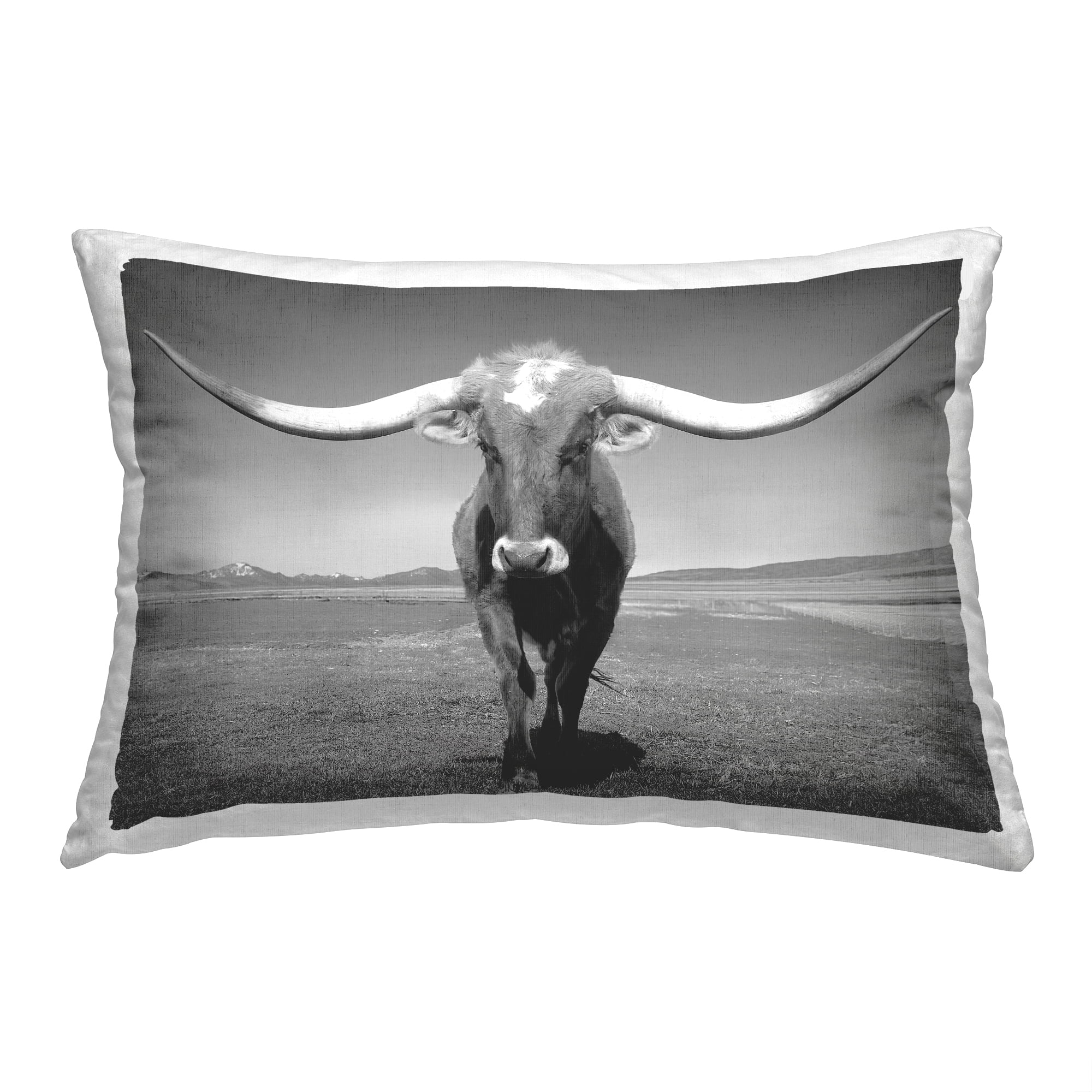 Stupell Industries Longhorn Cow Portrait Decorative Printed Throw Pillow, 14 x 20