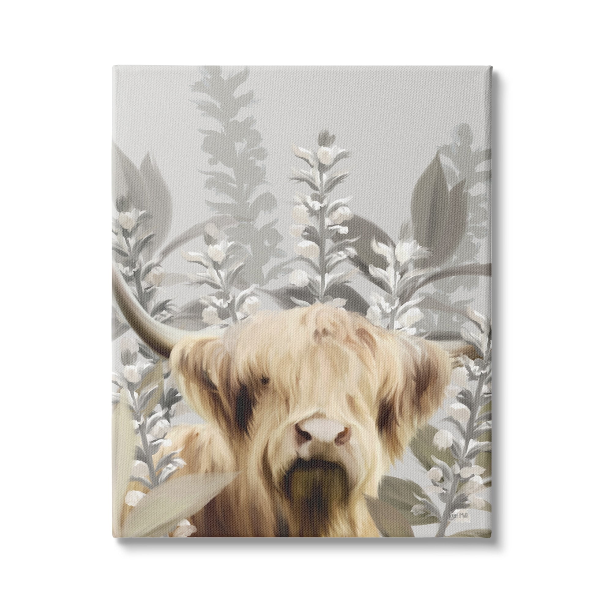 Stupell Industries Longhorn Portrait Shaggy Cattle Tall Forest Plants, 16 x 20,Design by House Fenway