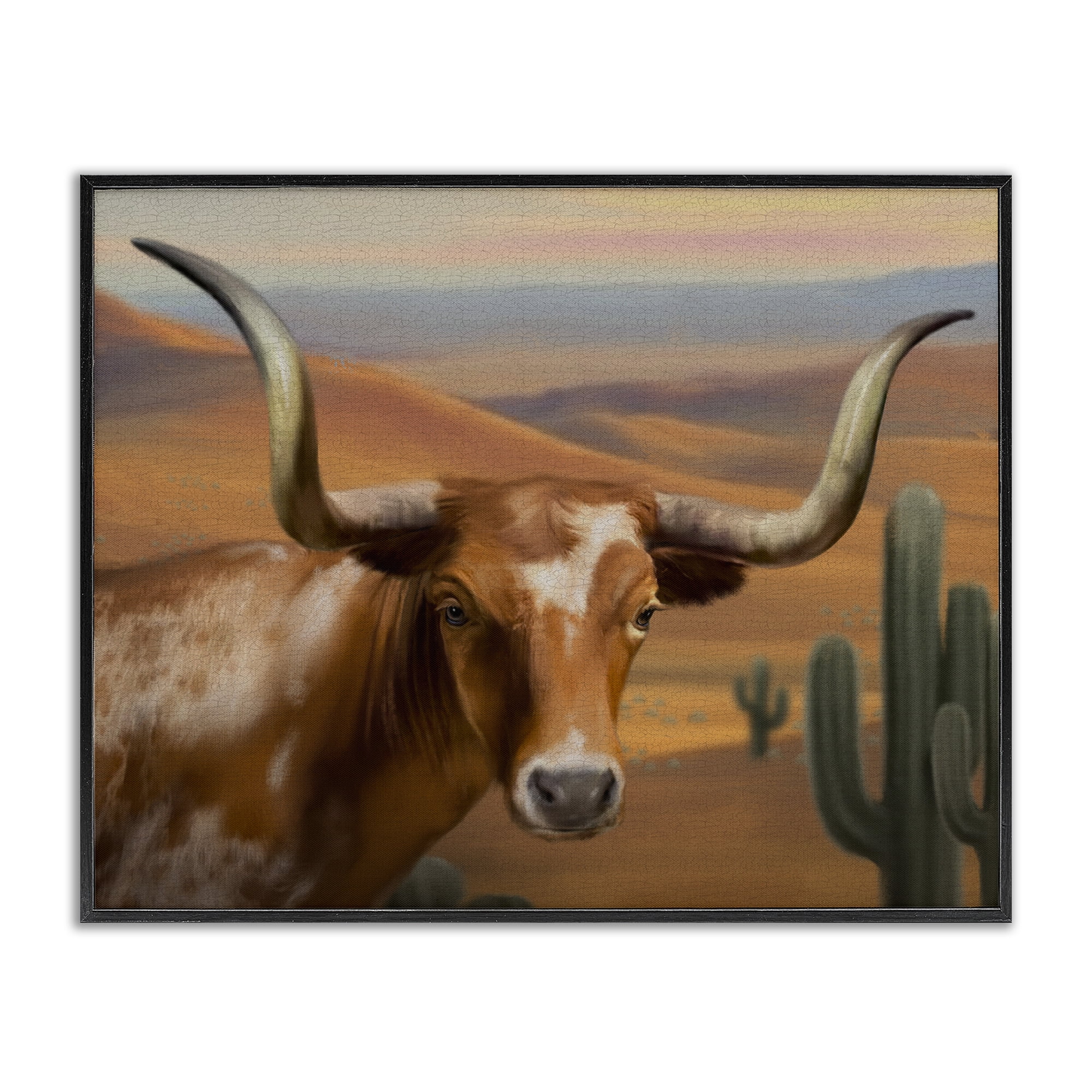 Stupell Industries Longhorn Western Landscape Black Framed Giclee Art, design by Matthew Piotrowicz