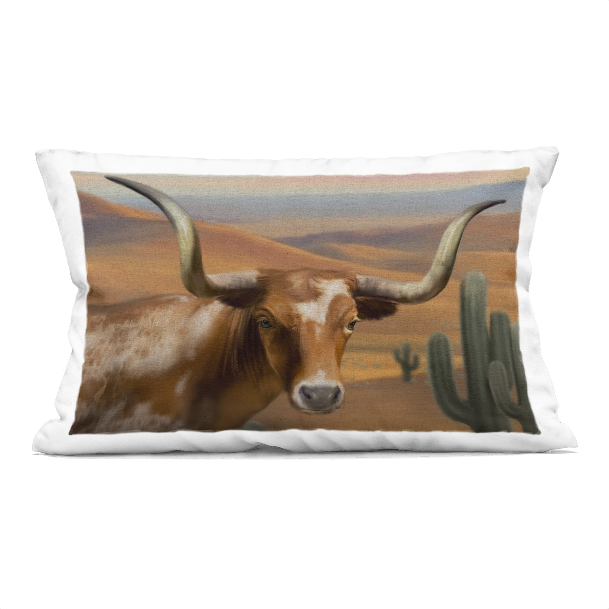 Stupell Industries Longhorn Western Landscape Decorative Printed Throw Pillow, design by Matthew Piotrowicz, 14 x 7 x 20